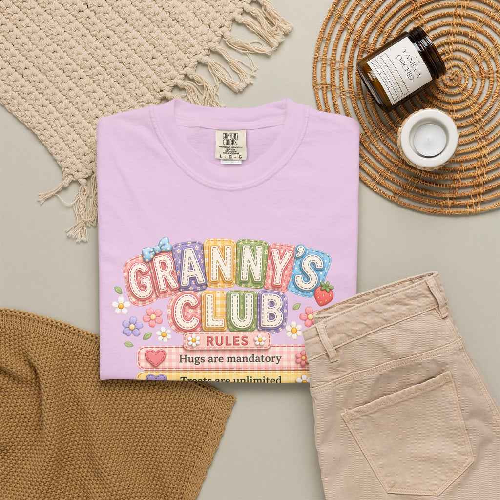 Granny's Club T‑Shirt – Cute Pastel 'Granny's Club' Rules Graphic Tee for Grandmothers