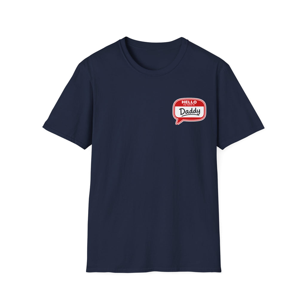Daddy Name Tag T-Shirt - 'Hello Daddy' Retro Speech Bubble Tee