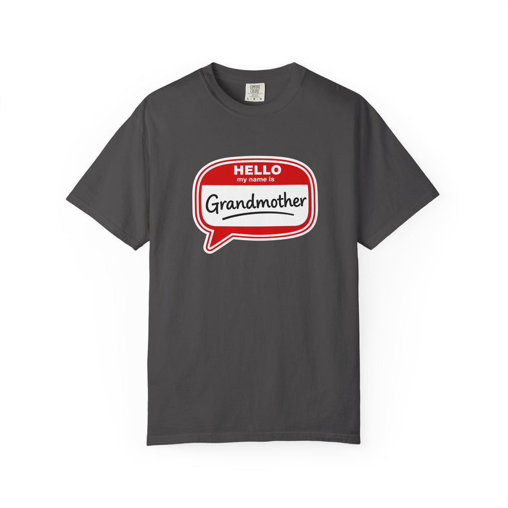Hello My Name Is Grandmother T-Shirt - Retro Name Badge Tee for Moms & Grandmas