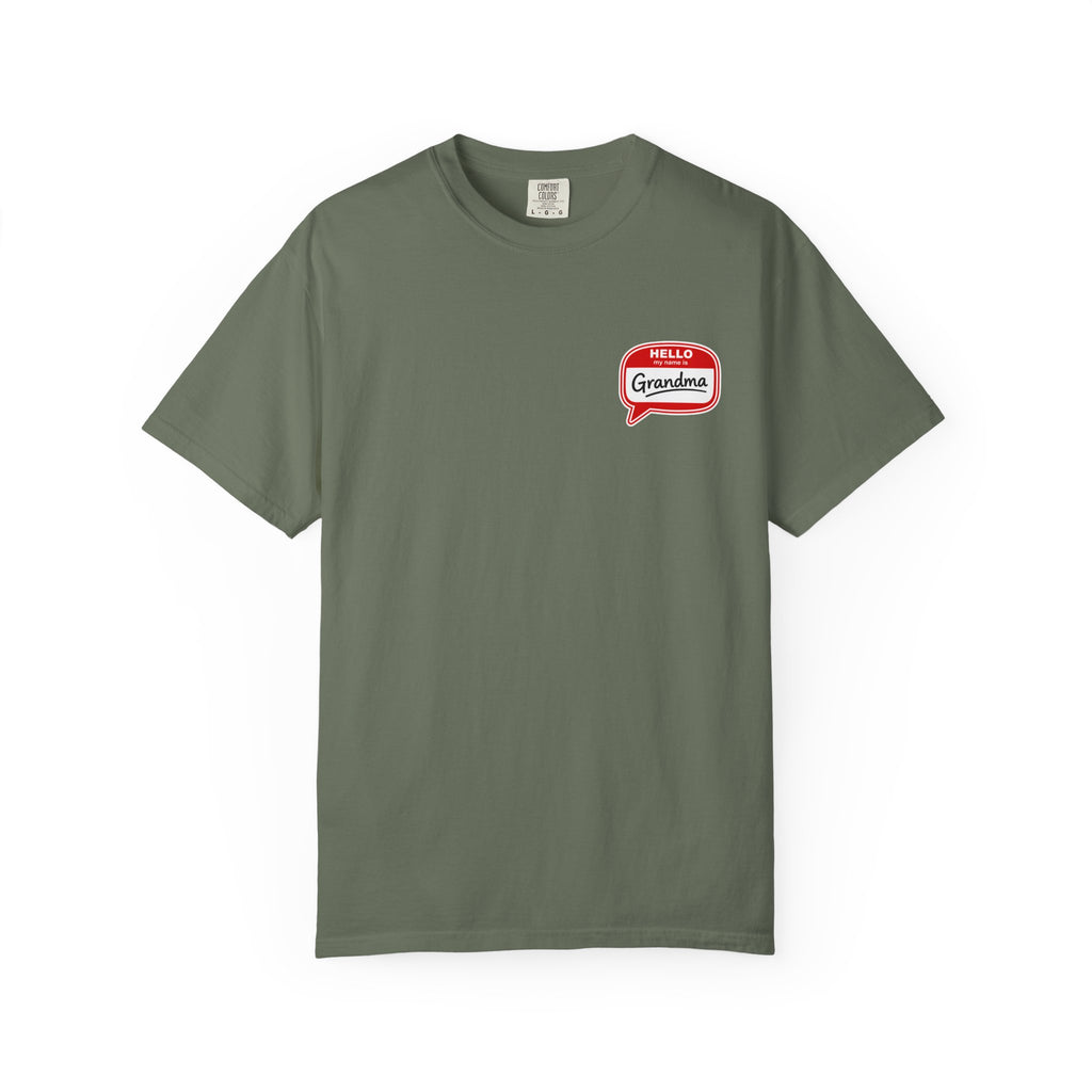 Hello Grandma Name Tag T-Shirt — Funny Retro "Hello, My Name Is Grandma" Tee