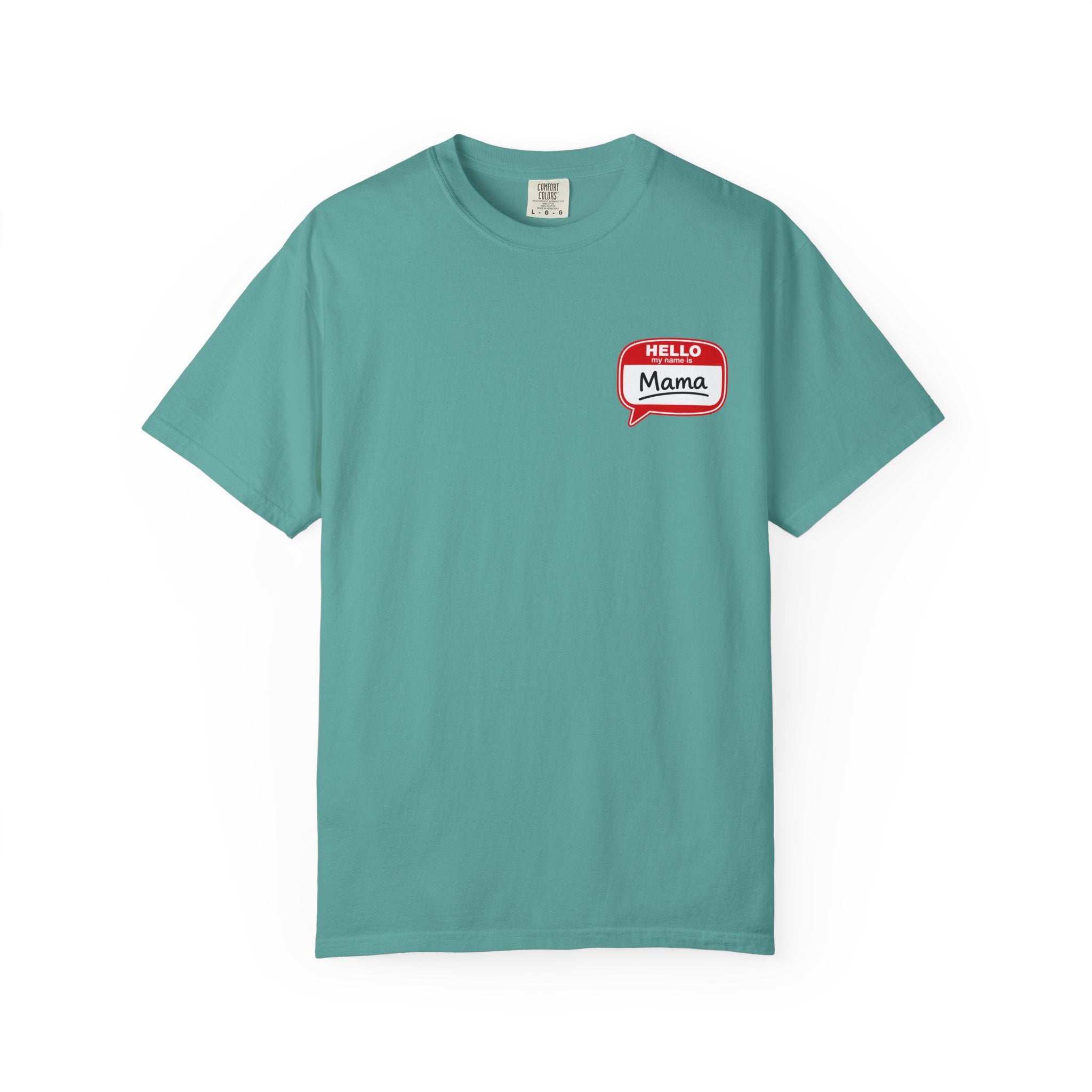 Hello Mama Pocket T‑Shirt — Cute 'Hello Mama' Name Tag Graphic Tee for New and Expecting Moms