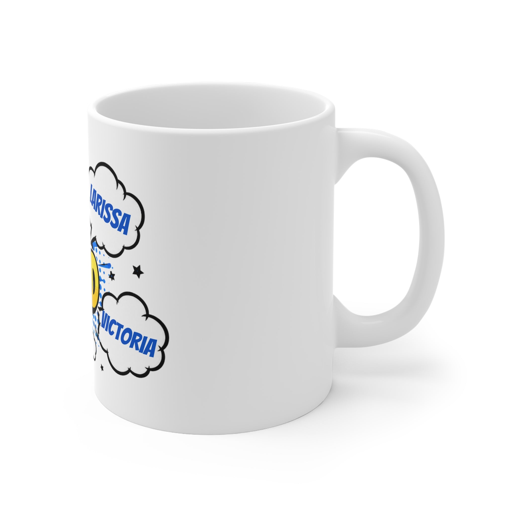 Super Grandad Comic-Style Mug — Personalized Names Pop Art Coffee Cup