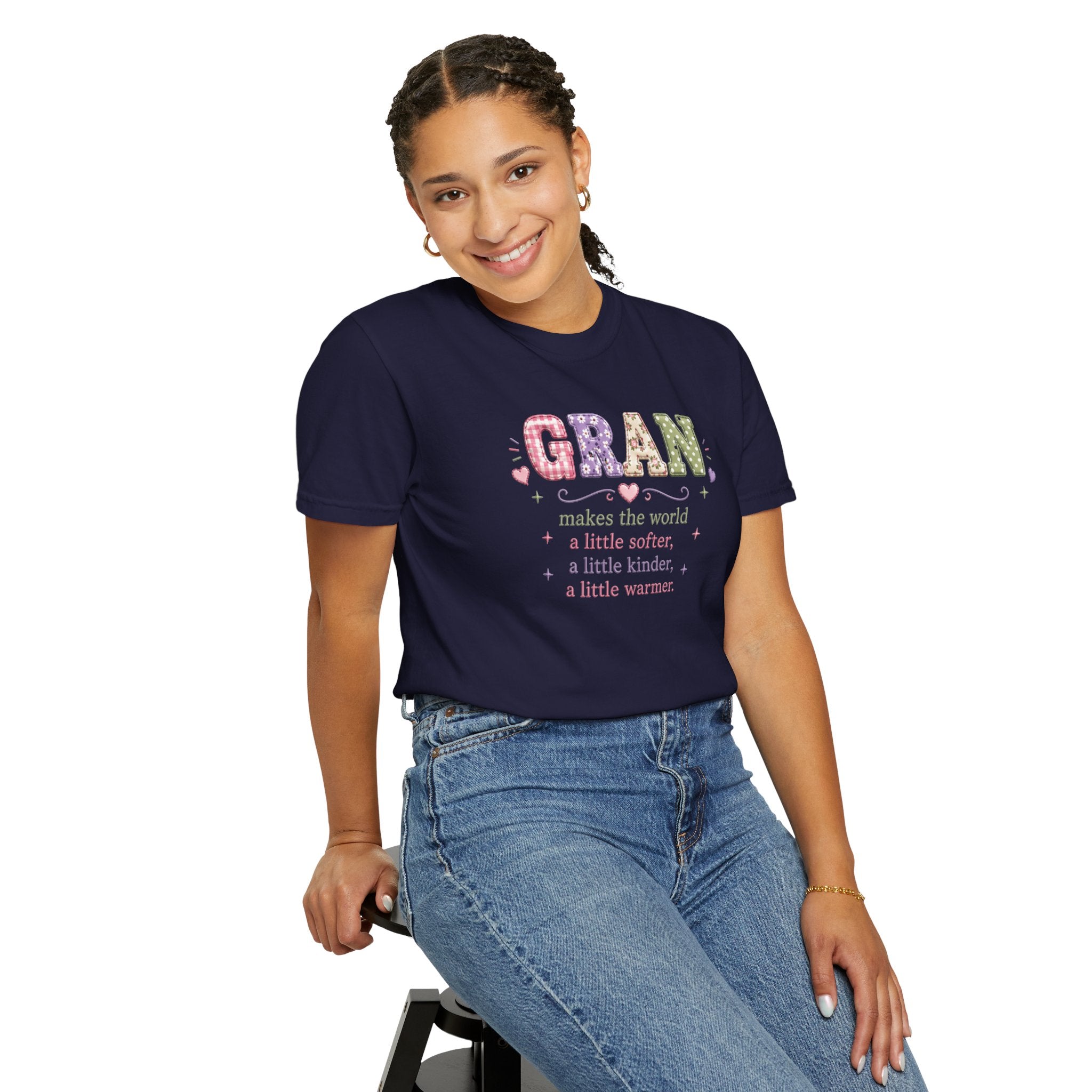 Gran Makes the World Softer T-Shirt – Gift for Grandma, Floral Vintage Lettering