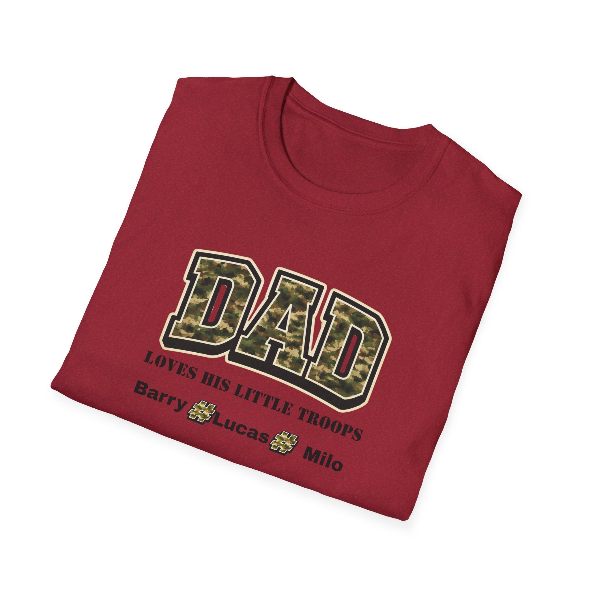 Dad Loves His Little Troops Camo T-Shirt — Personalized Kids' Names