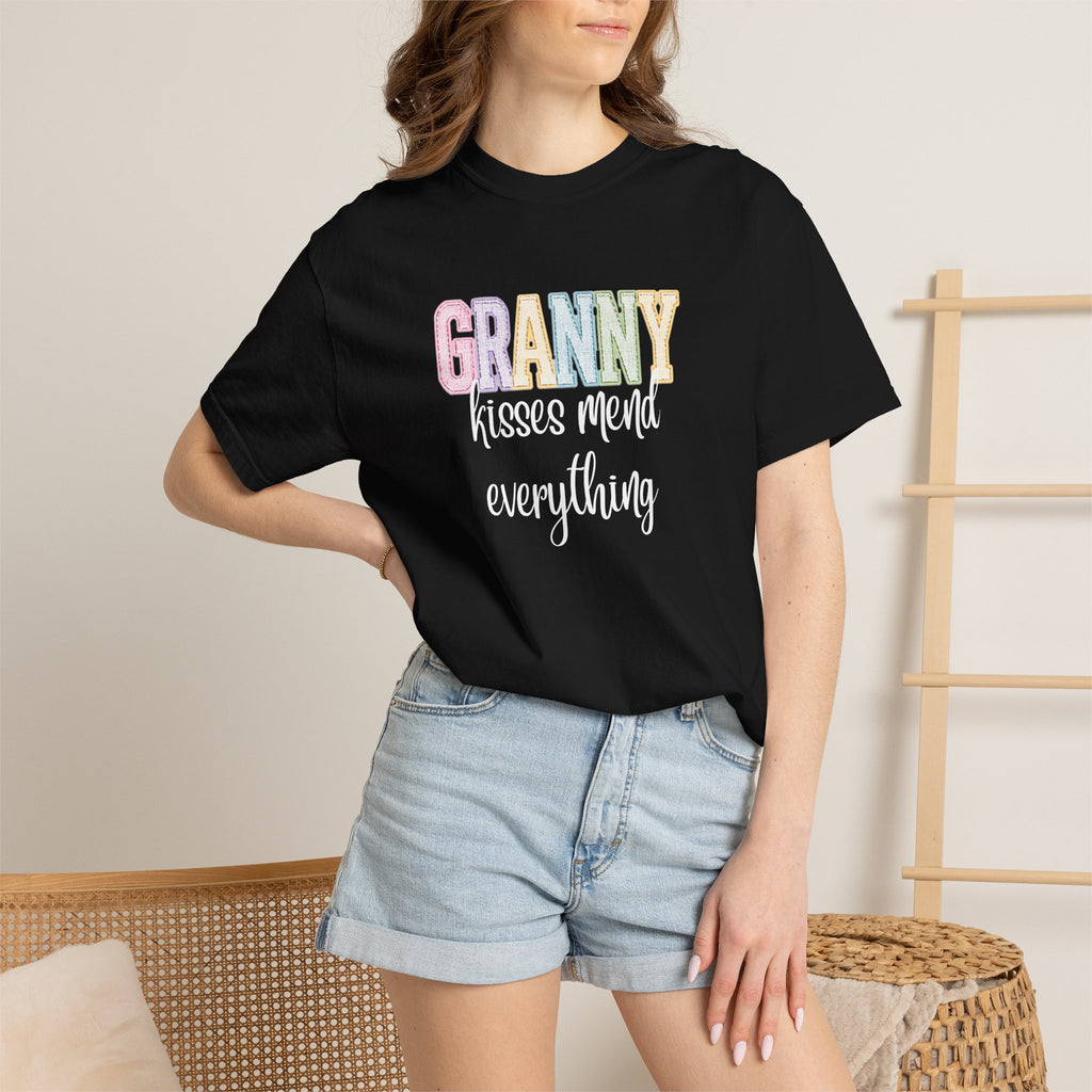 Granny Pastel Patchwork T-Shirt — Retro Rainbow 'GRANNY' Graphic Tee