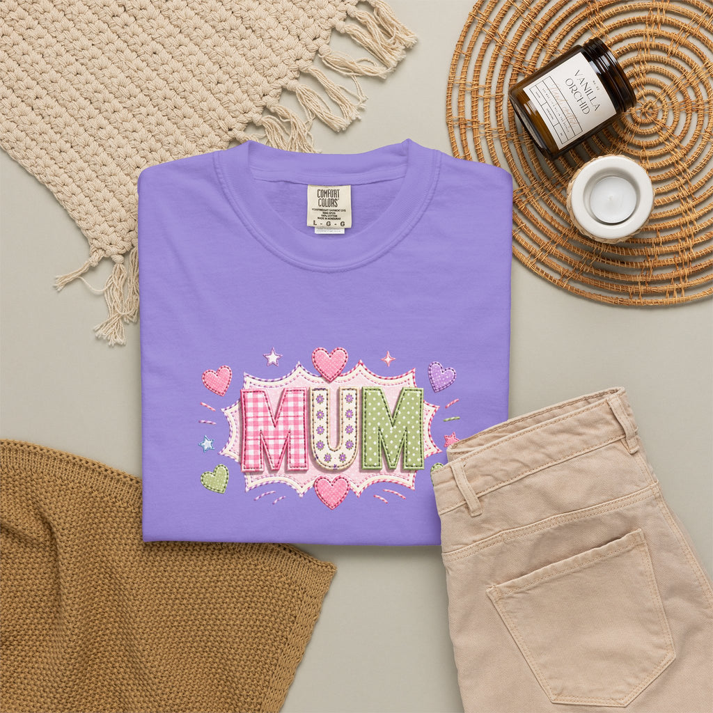 MUM Heart Patch Graphic T-Shirt — Cute Floral Mother’s Day Gift