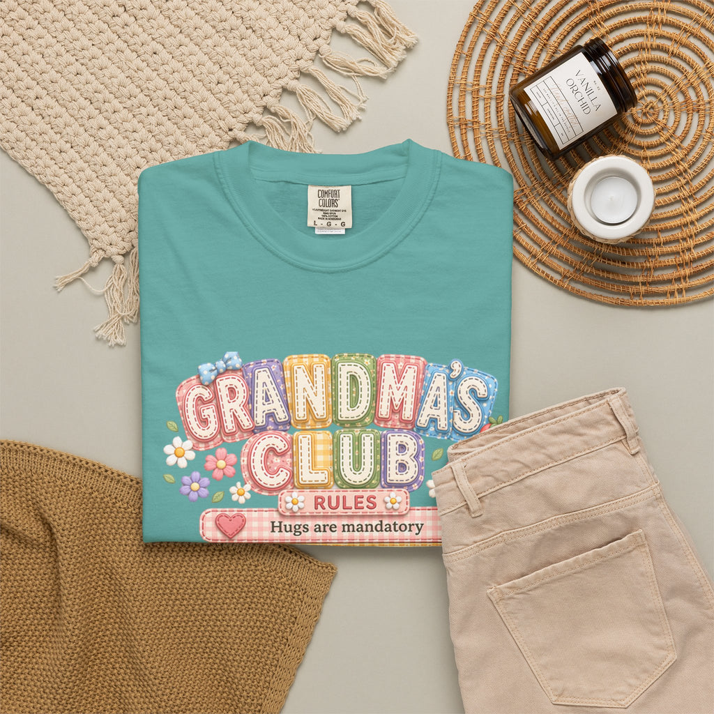 Grandma's Club T-Shirt — Cute Floral 'Grandma's Club' Rules Tee