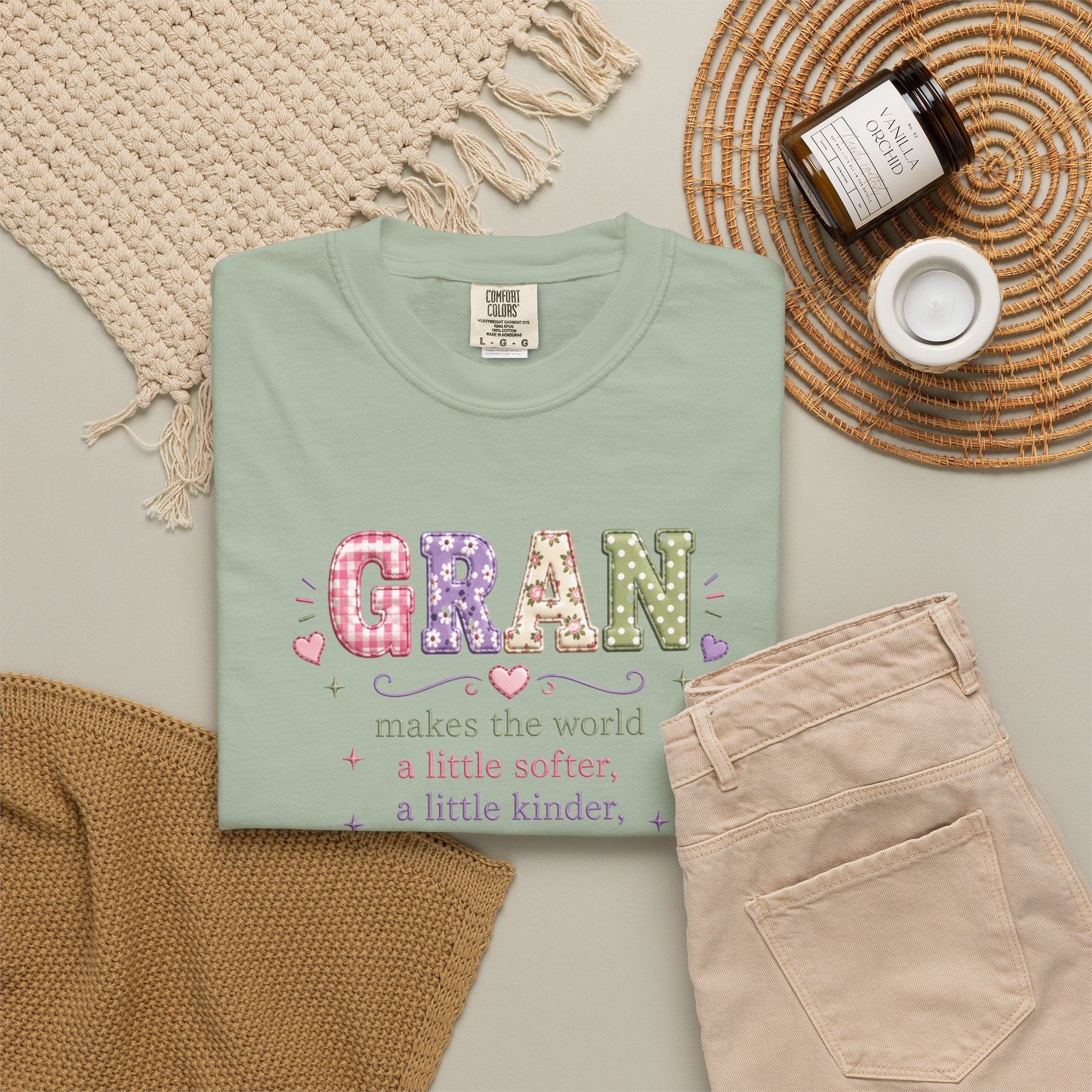 Gran Makes the World Softer T-Shirt – Gift for Grandma, Floral Vintage Lettering