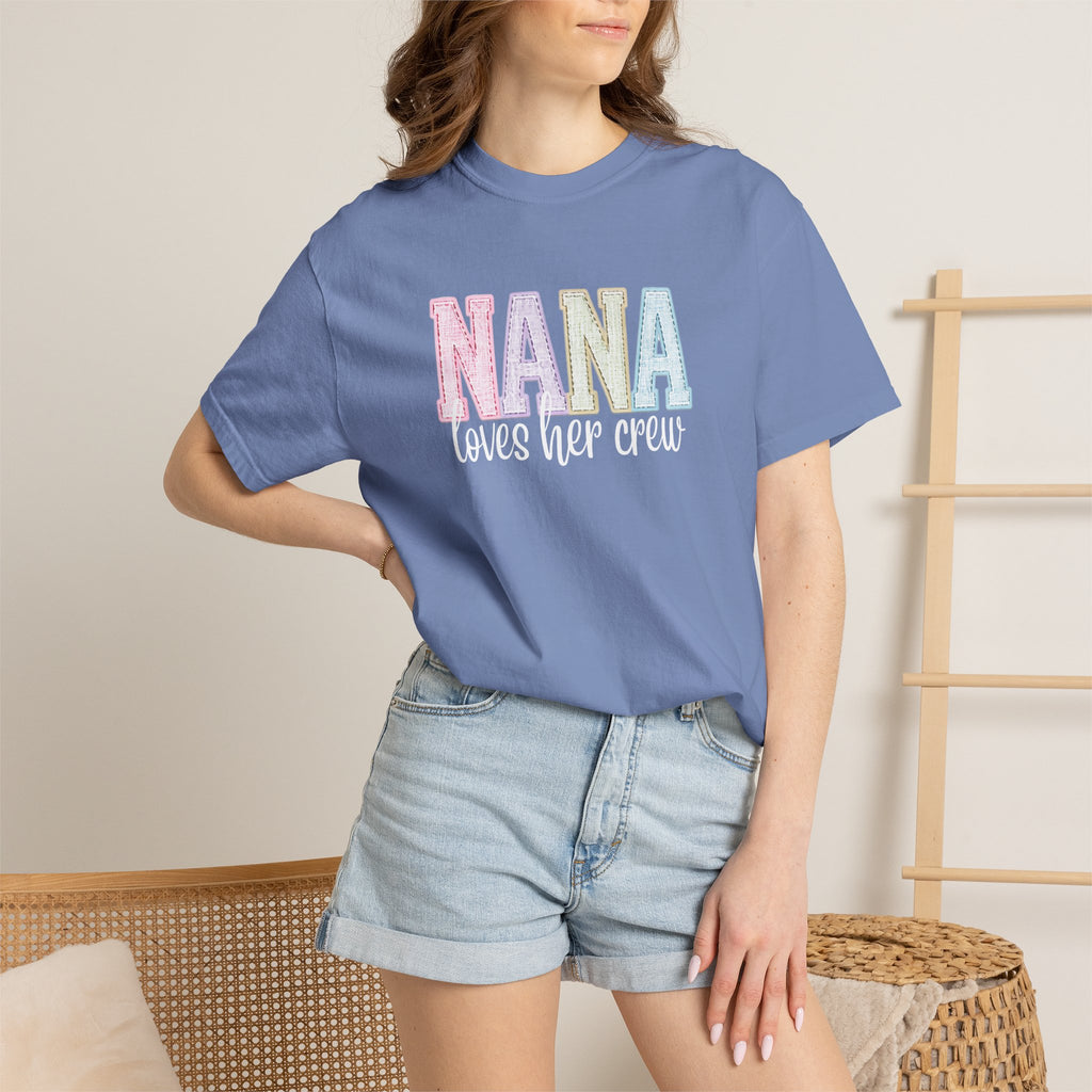 Nana Pastel Varsity T-Shirt — Soft Vintage Lettering Gift for Grandma (Mother's Day/Birthday)