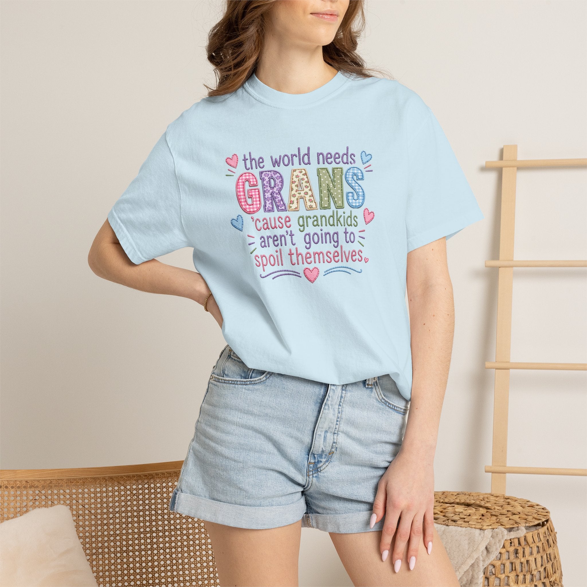 Grandparent T-Shirt - "The World Needs Grans" Cute Pastel Grandkids Gift Tee