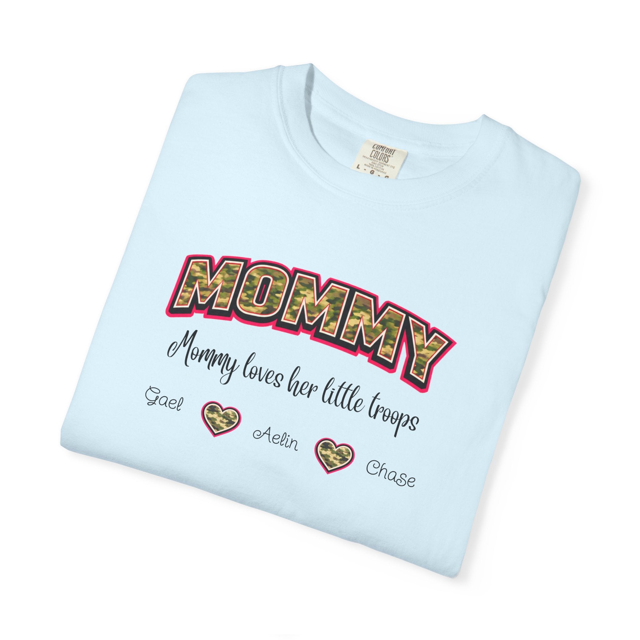 Mommy Camo Heart T-Shirt — "Mommy, I am here for little forever" Mother's Day Tee