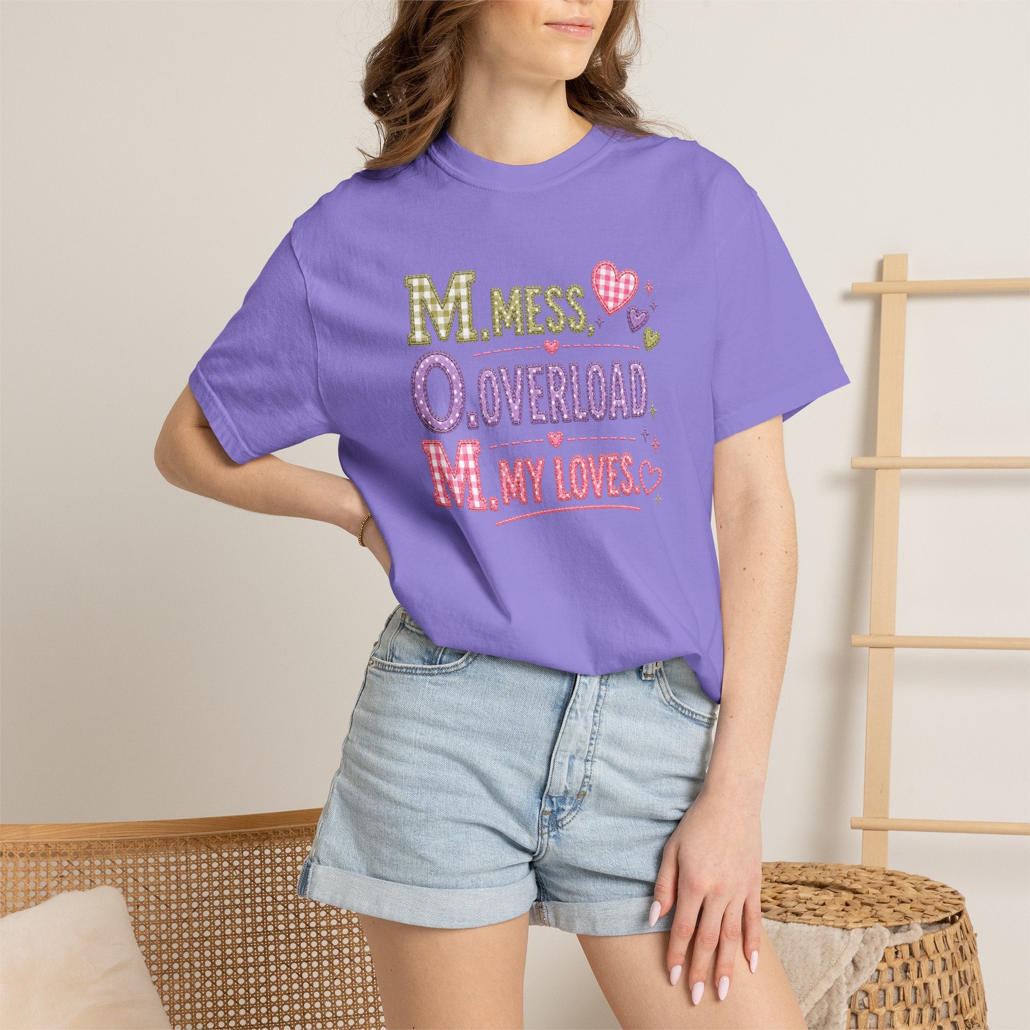 T-Shirt — "M.O.M. Mess, Overload, My Loves" Cute Mom Acronym Graphic Tee