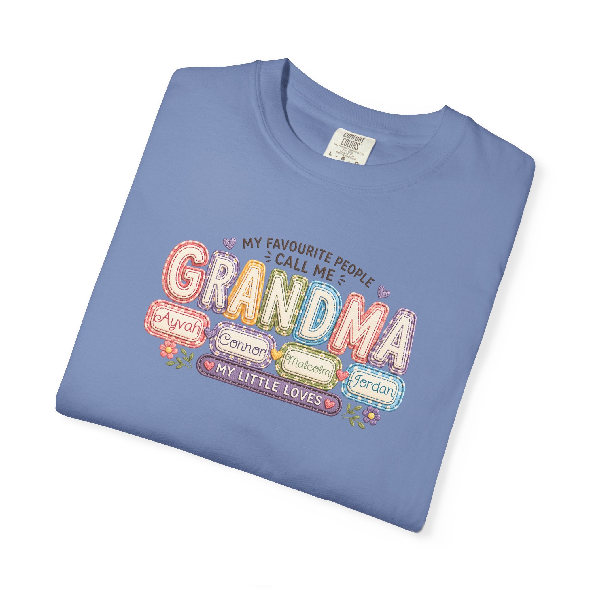 Grandma T-Shirt - My Favorite People Call Me Grandma (Cute Floral Retro Design)
