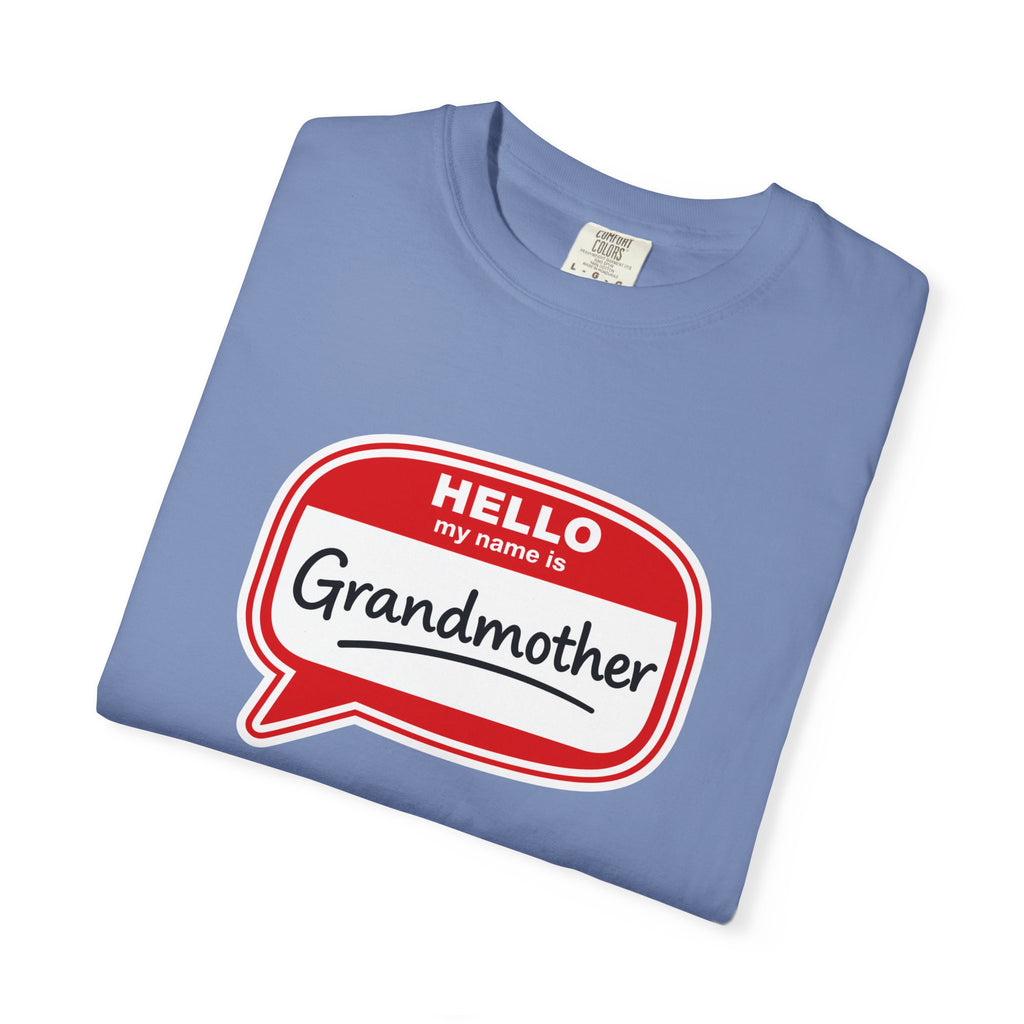 Hello My Name Is Grandmother T-Shirt - Retro Name Badge Tee for Moms & Grandmas