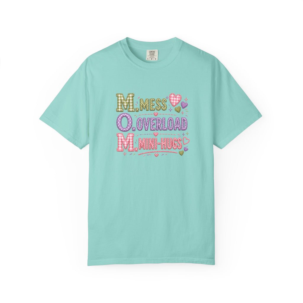 Mom Acronym Graphic T-Shirt — “M.O.M. Mess Overload Mini-Hugs” Cute Pastel Mothers Day Tee