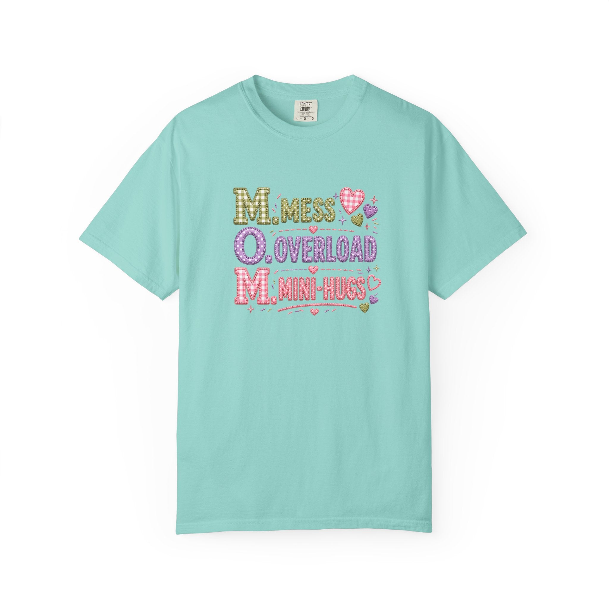 Mom Acronym Graphic T-Shirt — “M.O.M. Mess Overload Mini-Hugs” Cute Pastel Mothers Day Tee