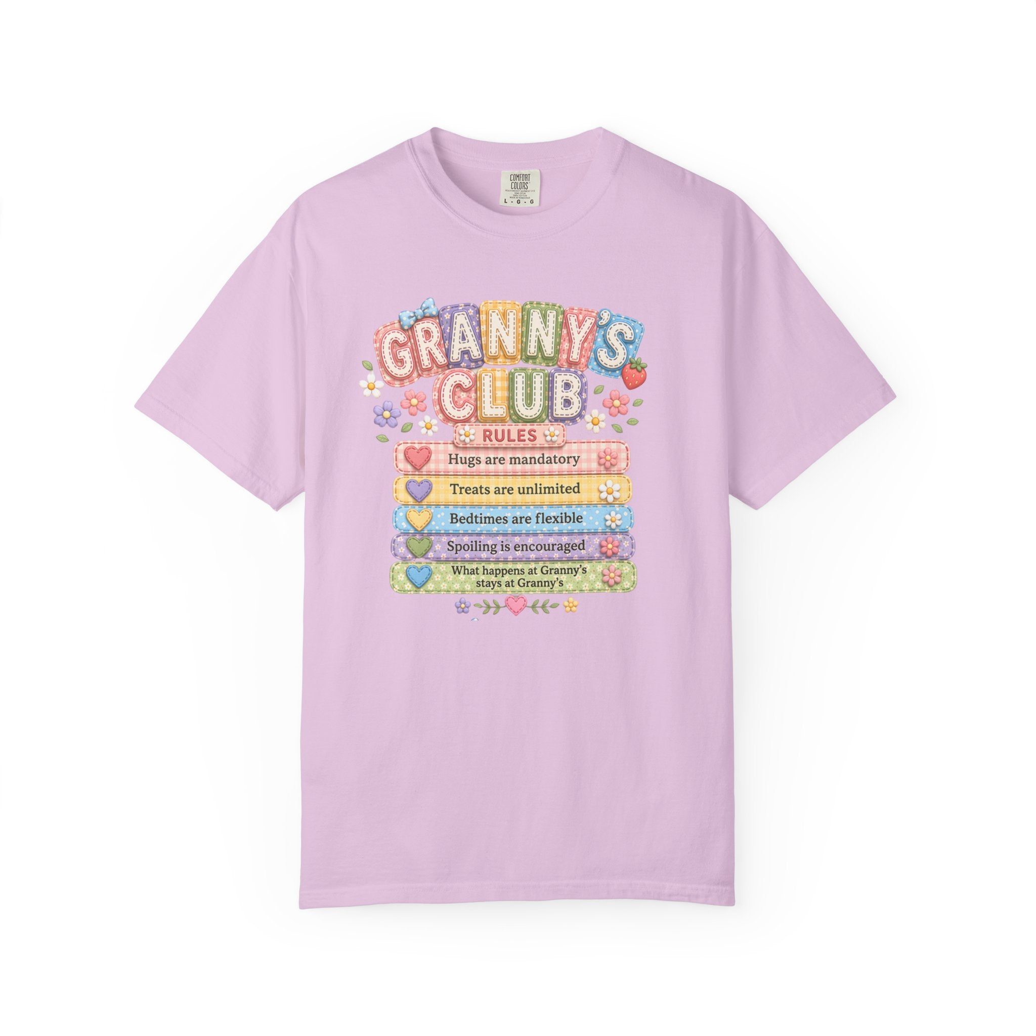 Granny's Club T‑Shirt – Cute Pastel 'Granny's Club' Rules Graphic Tee for Grandmothers