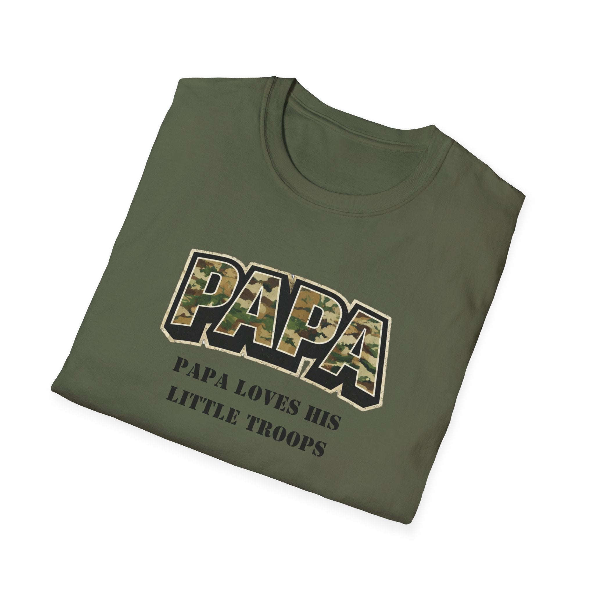 Papa Camo T-Shirt — "Papa Loves His Little Troops" Fathers Day Dad Tee