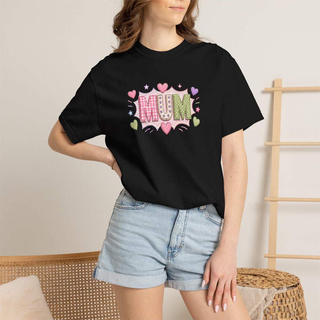 MUM Heart Patch Graphic T-Shirt — Cute Floral Mother’s Day Gift