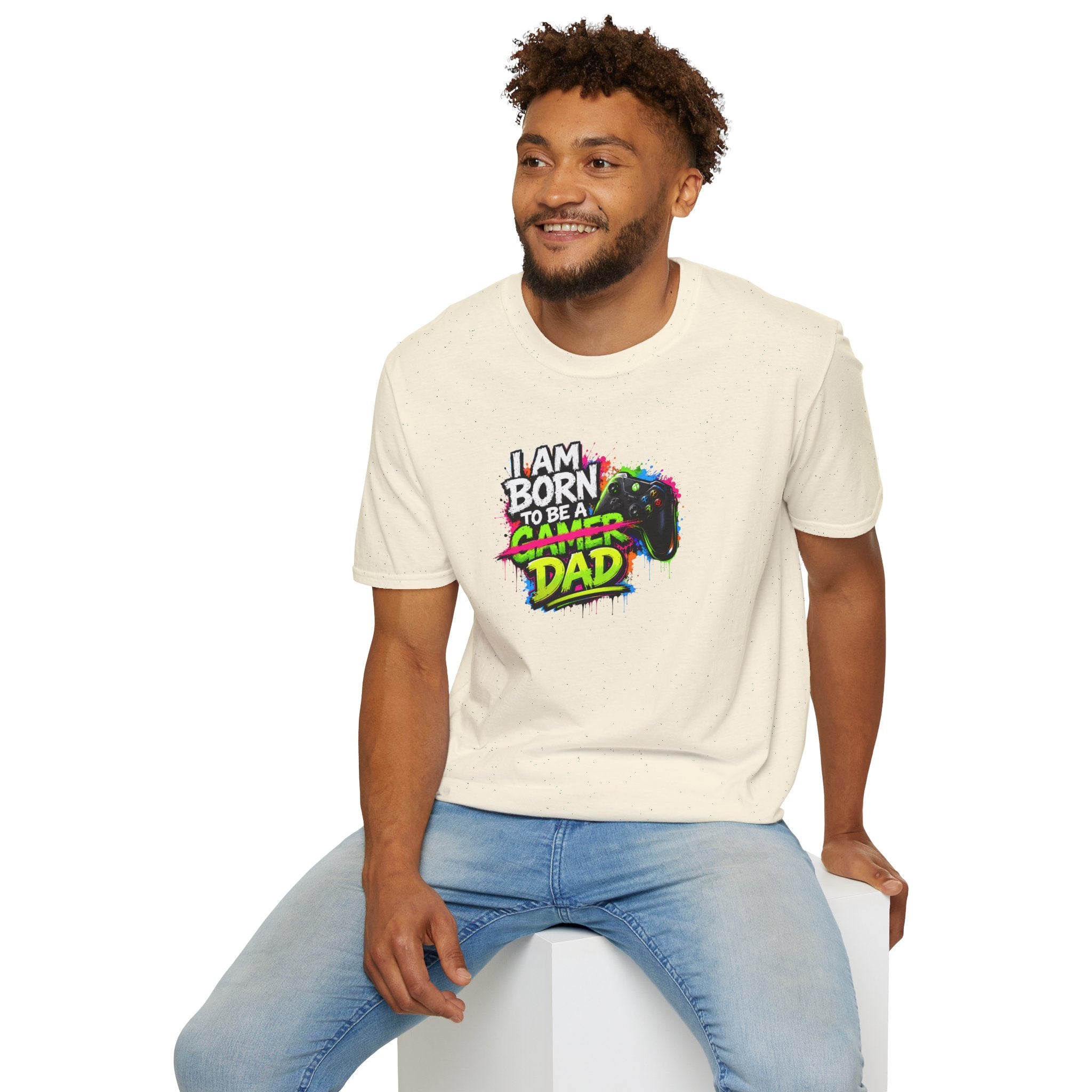 "I Am Born To Be A Gamer Dad" Neon T‑Shirt