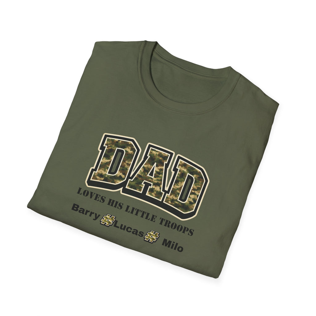 Dad Loves His Little Troops Camo T-Shirt — Personalized Kids' Names