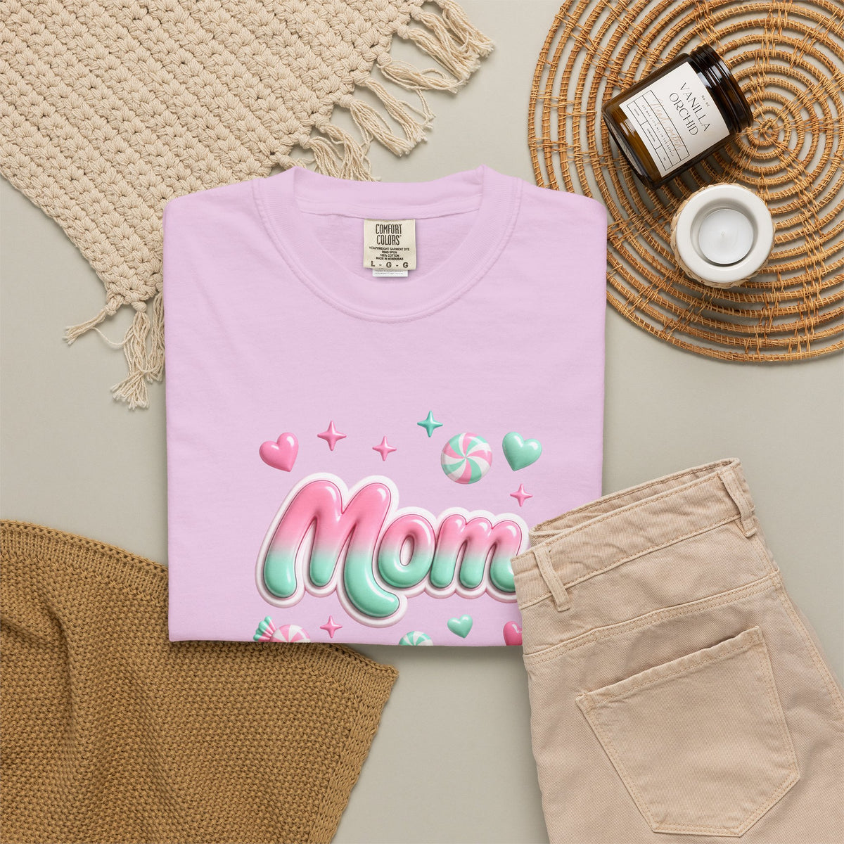 Mom Pastel Candy Script T-Shirt