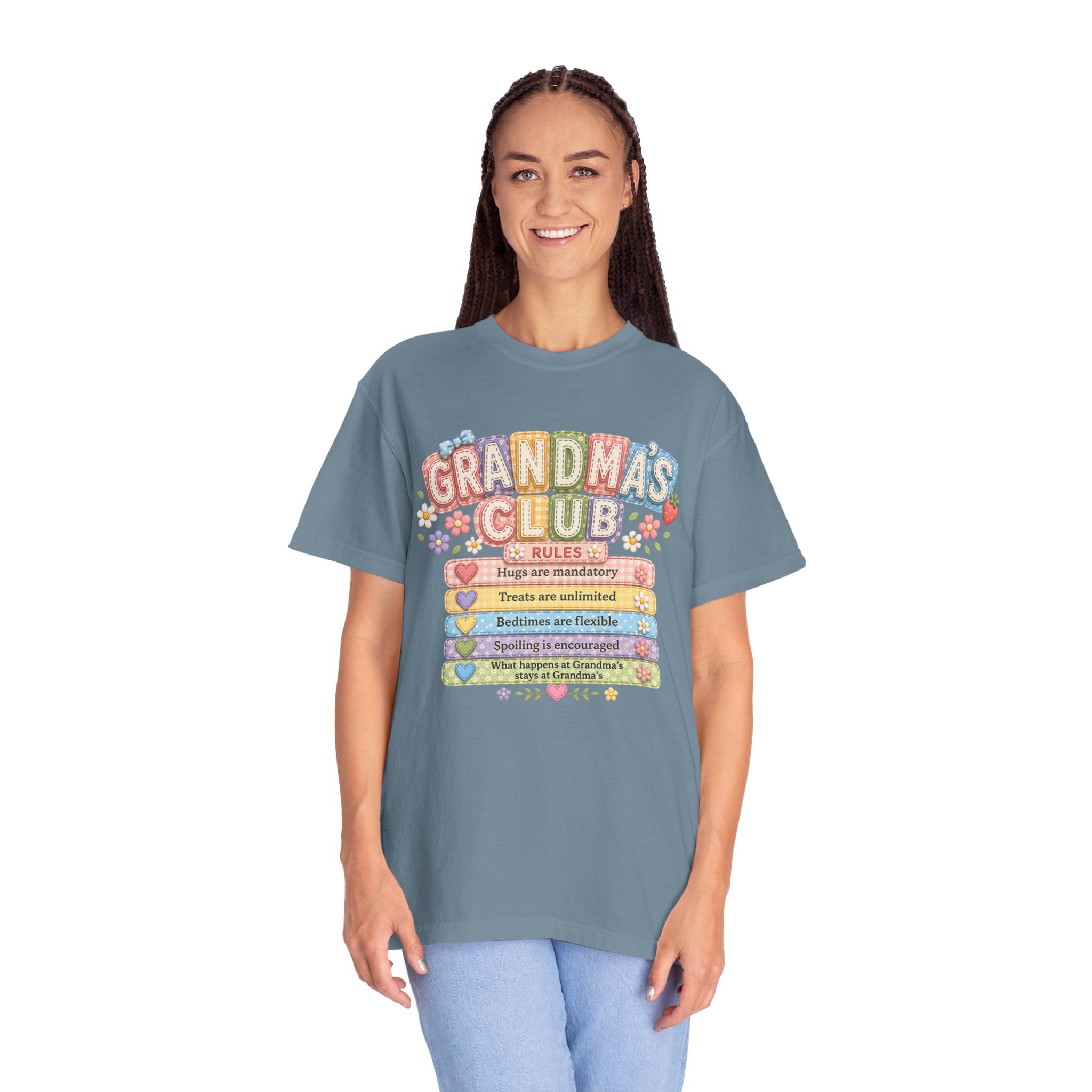 Grandma's Club T-Shirt — Cute Floral 'Grandma's Club' Rules Tee