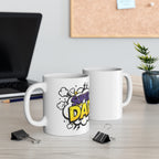 Super Dad Comic Style 11oz White Mug – Father's Day Gift