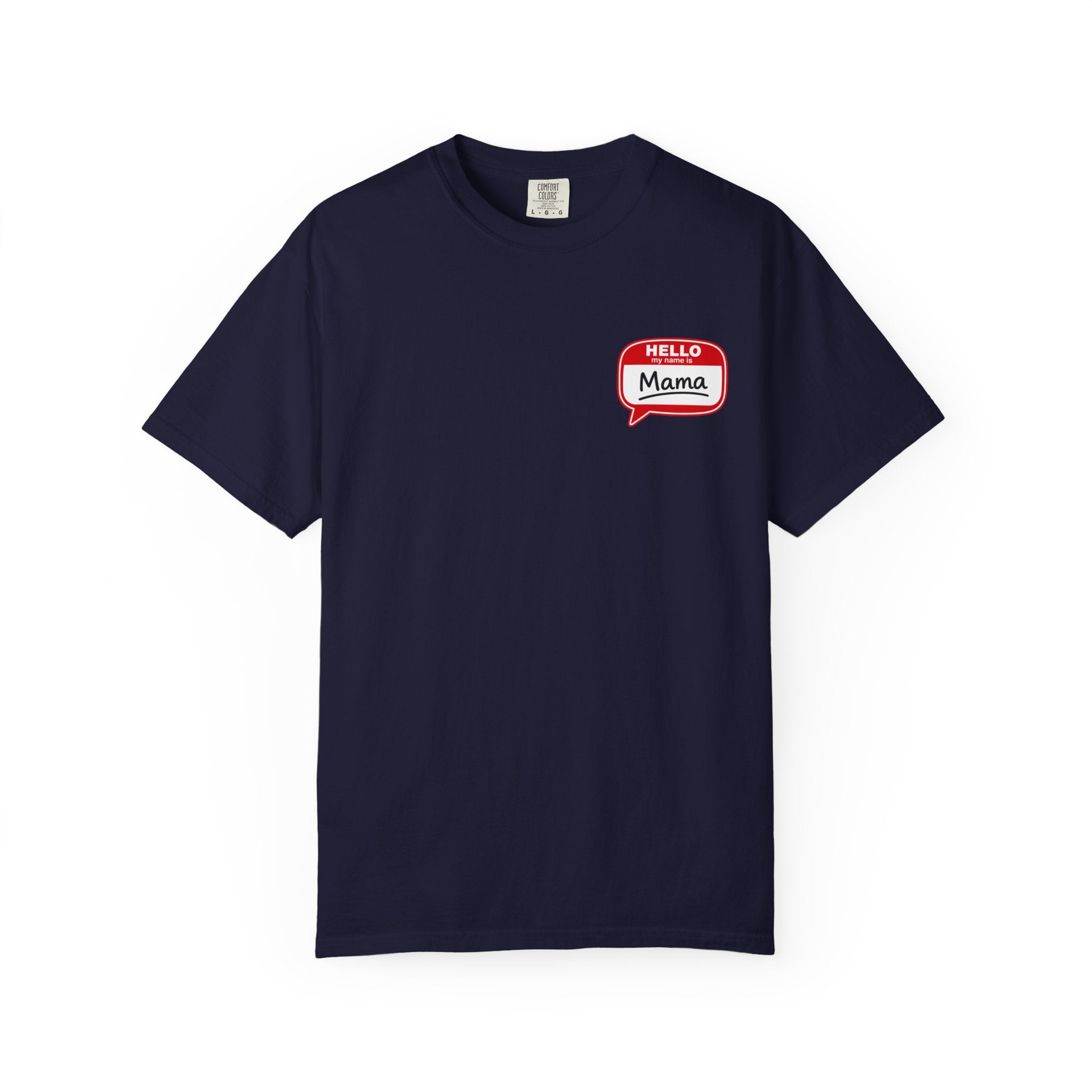 Hello Mama Pocket T‑Shirt — Cute 'Hello Mama' Name Tag Graphic Tee for New and Expecting Moms