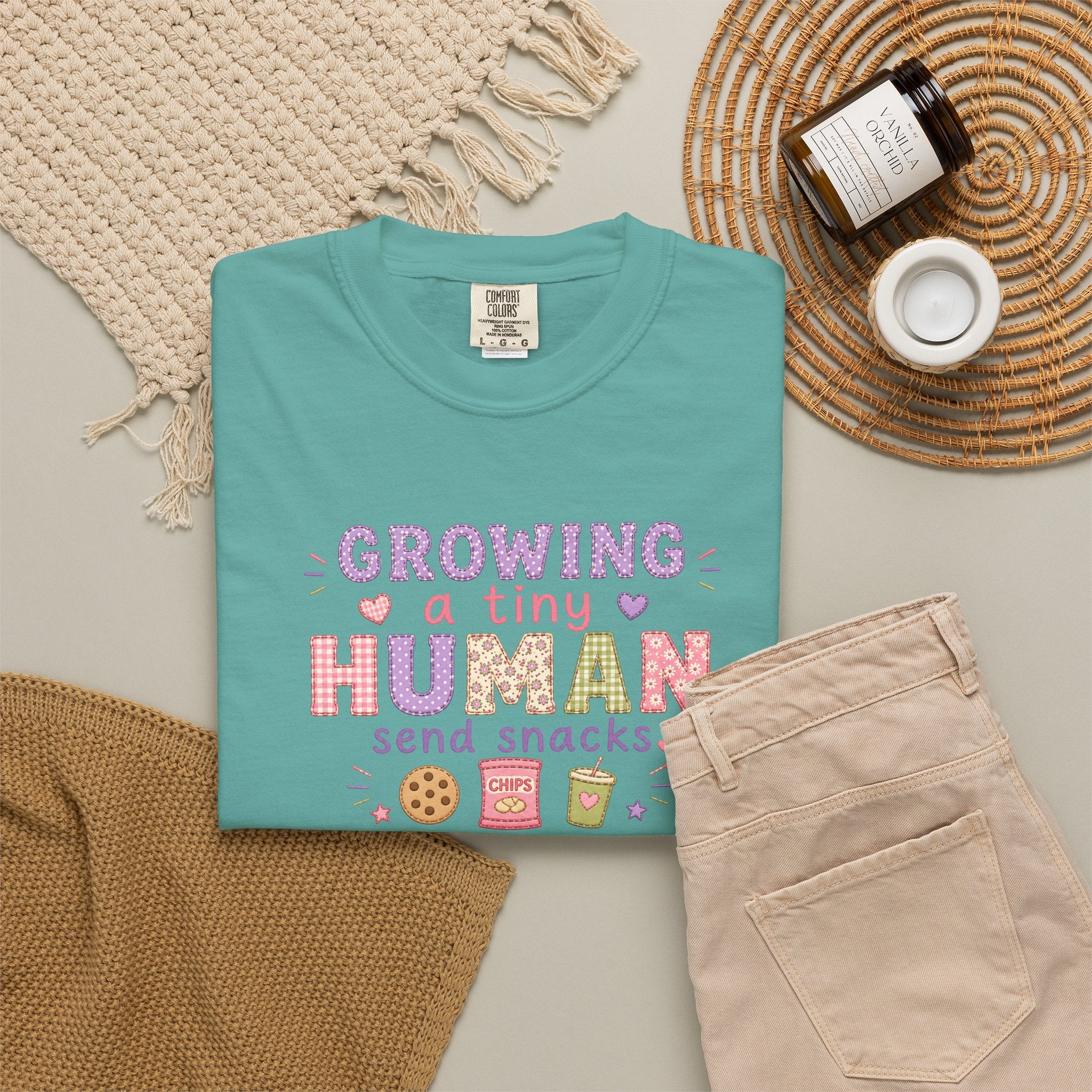 Growing a Tiny Human T-Shirt — "Growing a Tiny Human, Send Snacks" Maternity Tee
