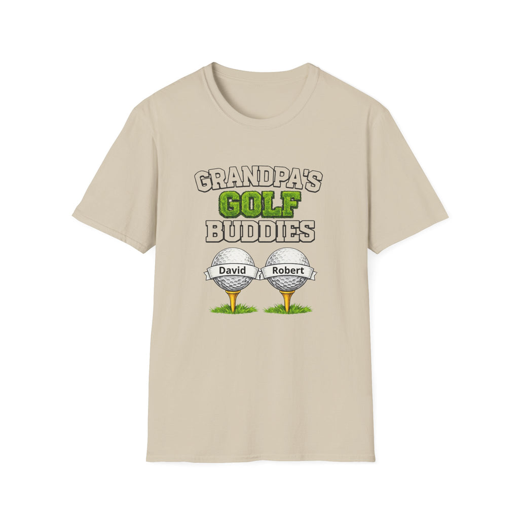 Grandpa’s Golf Buddies T-Shirt — Personalized Names on Golf Balls