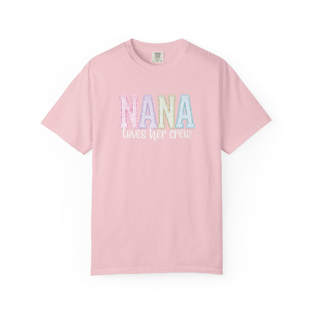 Nana Pastel Varsity T-Shirt — Soft Vintage Lettering Gift for Grandma (Mother's Day/Birthday)