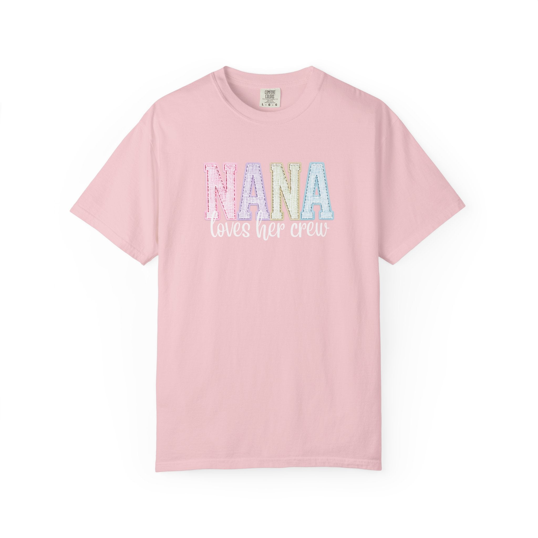 Nana Pastel Varsity T-Shirt — Soft Vintage Lettering Gift for Grandma (Mother's Day/Birthday)