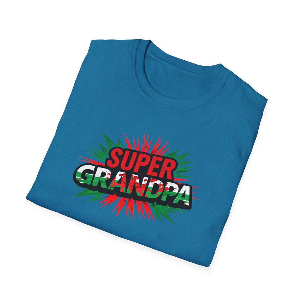 Super Grandpa Welsh Flag/ Wales themed T-Shirt – Retro Comic Gift Tee for Grandfather | Father’s Day & Birthday Present