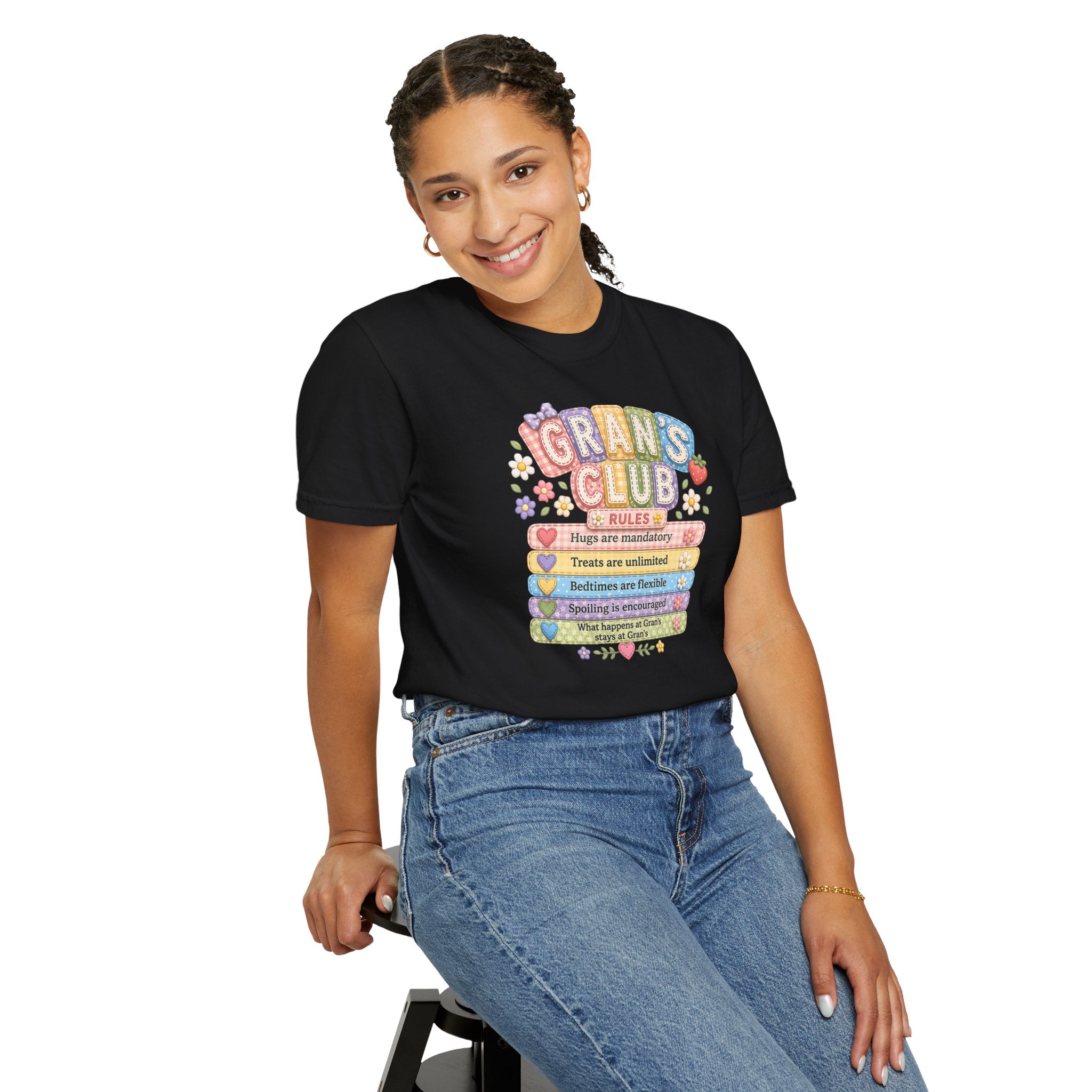 Grans Club Rules T-Shirt — Cute Floral Grandma Shirt, Funny Grandmother Gift for Mother's Day