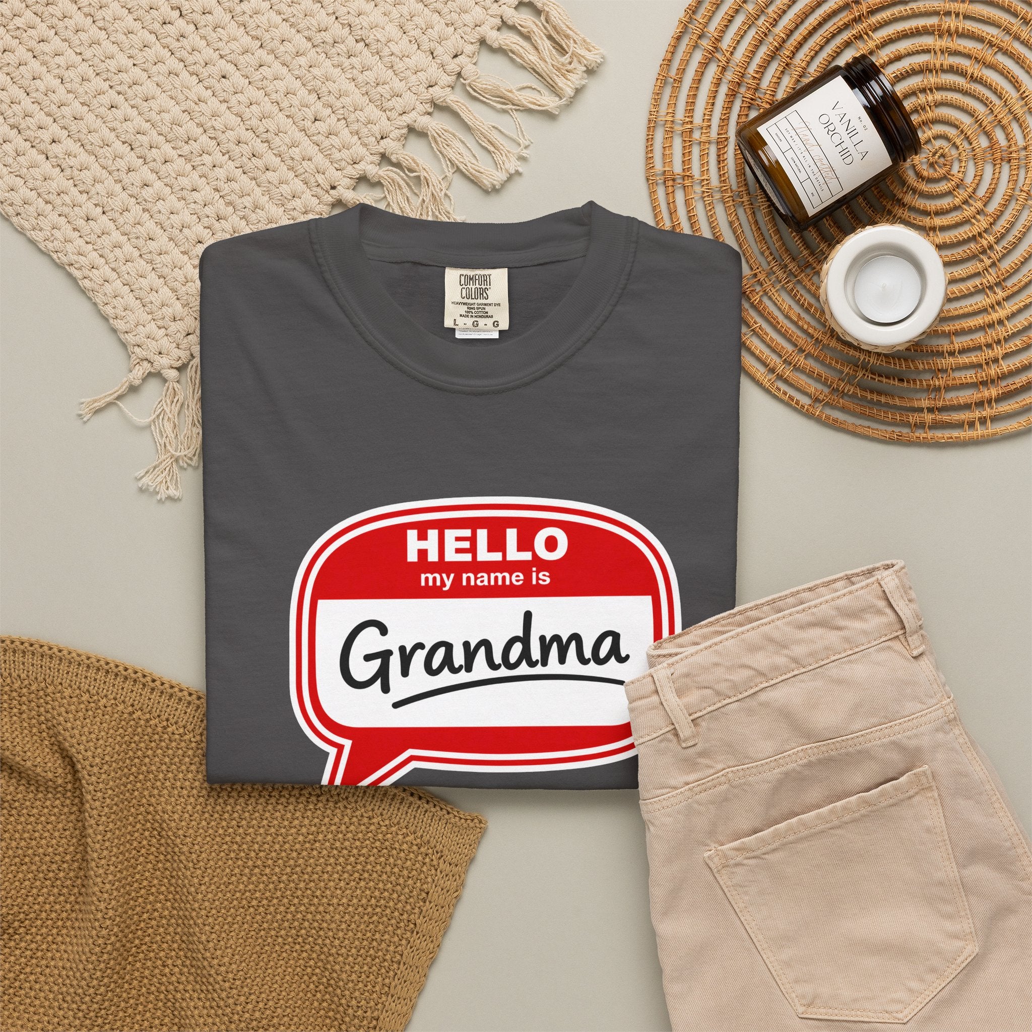 Hello My Name Is Grandma T-Shirt — Funny Grandma Name Tag Tee