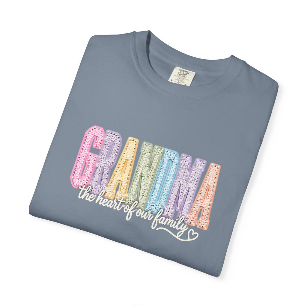 Grandma Floral Graphic T-Shirt — "Grandma, the heart of our family" Gift Tee