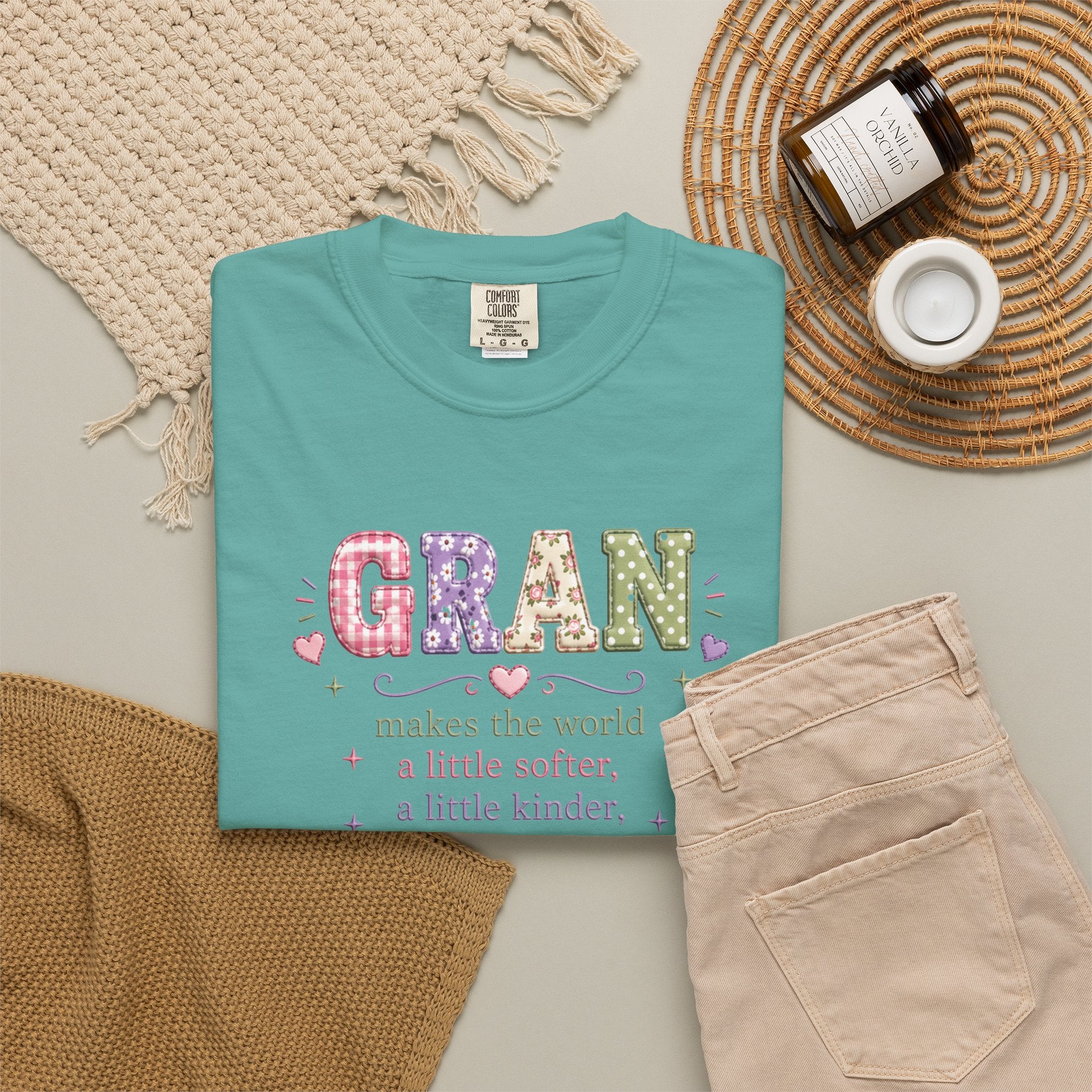 Gran Makes the World Softer T-Shirt – Gift for Grandma, Floral Vintage Lettering