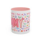 "MOMMY" Accent Coffee Mug – Multilingual 'Mom' Floral Pink 11/15oz