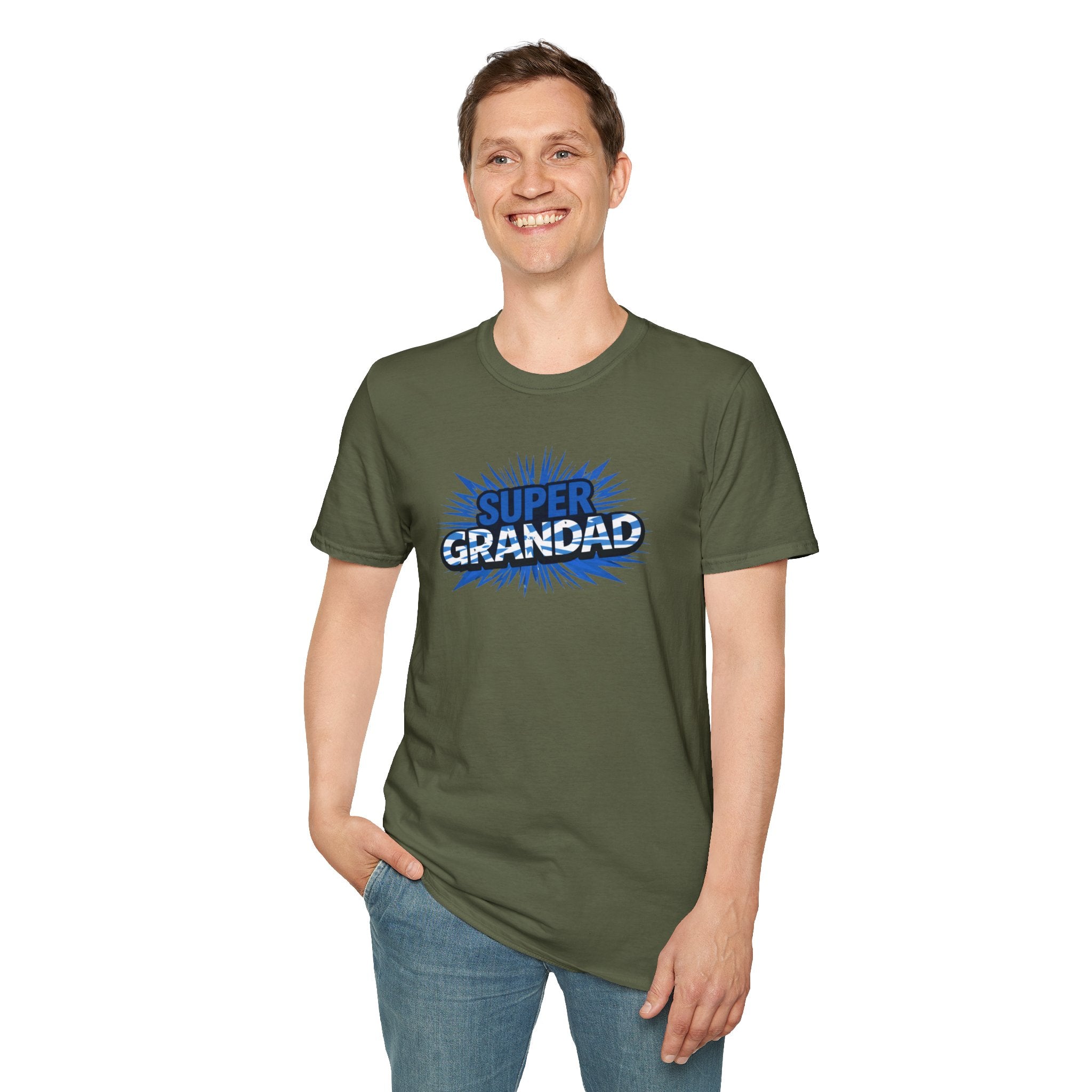 Super Grandad Scotland Flag/Scottish themed T-Shirt — Retro Comic Gift for Grandpa, Father’s Day & Birthday