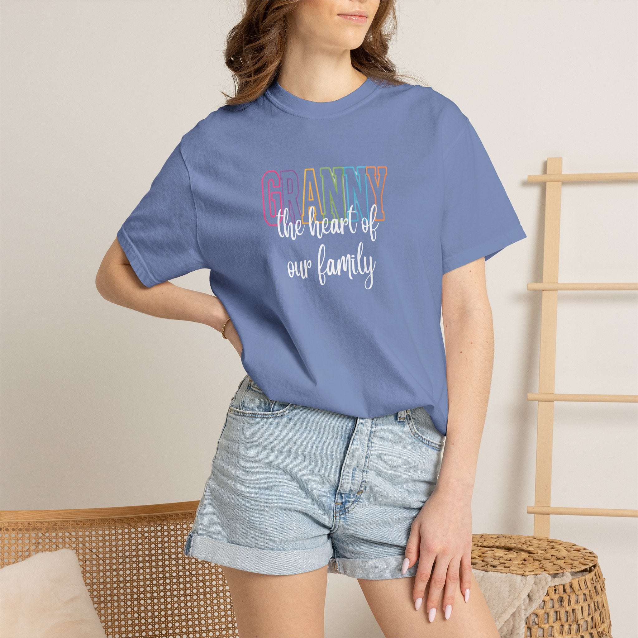 Grandma T-Shirt — "Grandma the Heart of Our Family" Pastel Comfort Tee