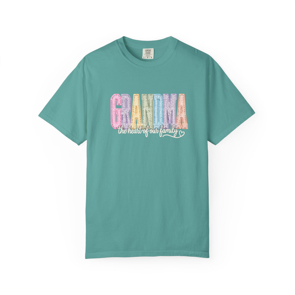 Grandma Floral Graphic T-Shirt — "Grandma, the heart of our family" Gift Tee