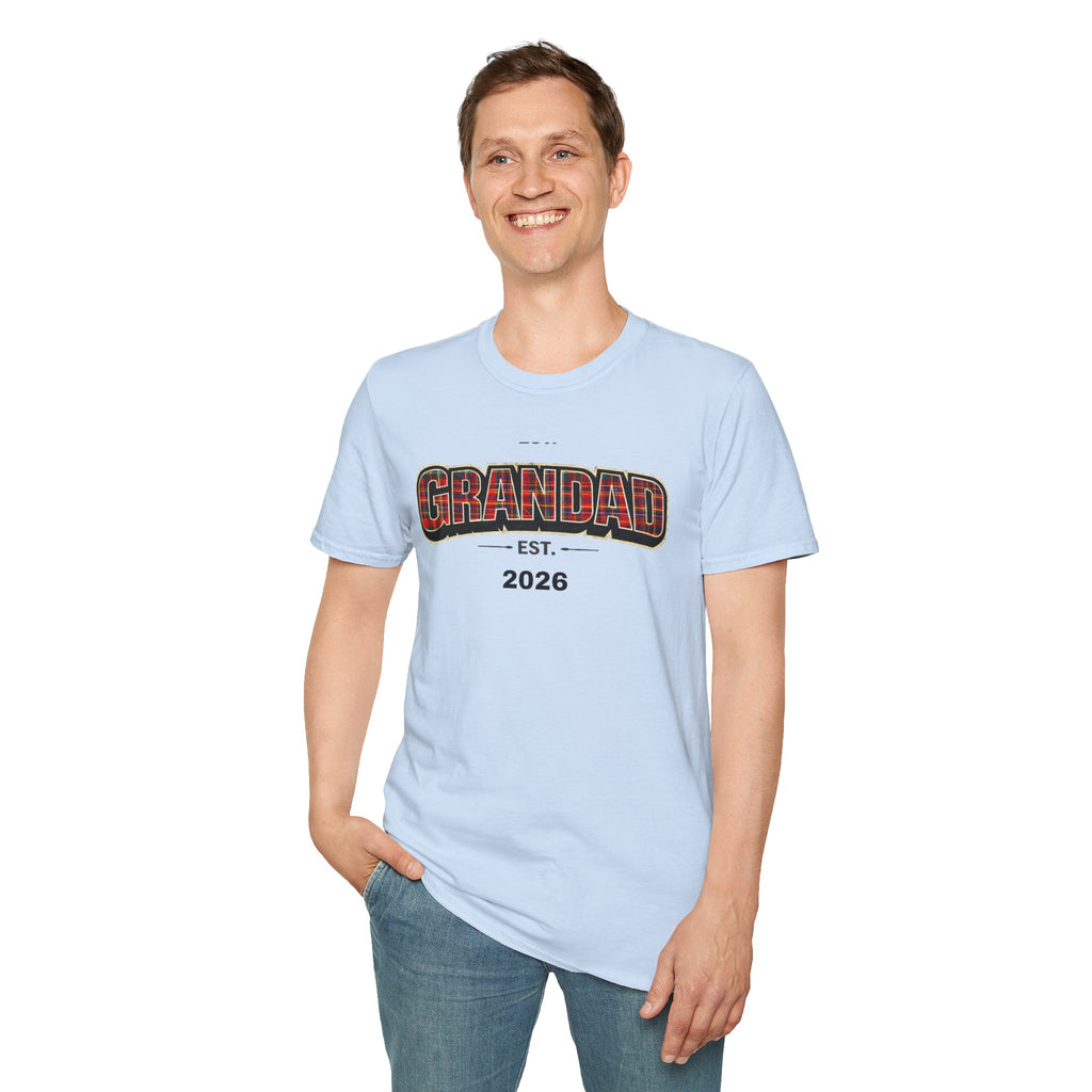 Grandad Est. 2026 T-Shirt — Plaid Grandpa Gift Tee