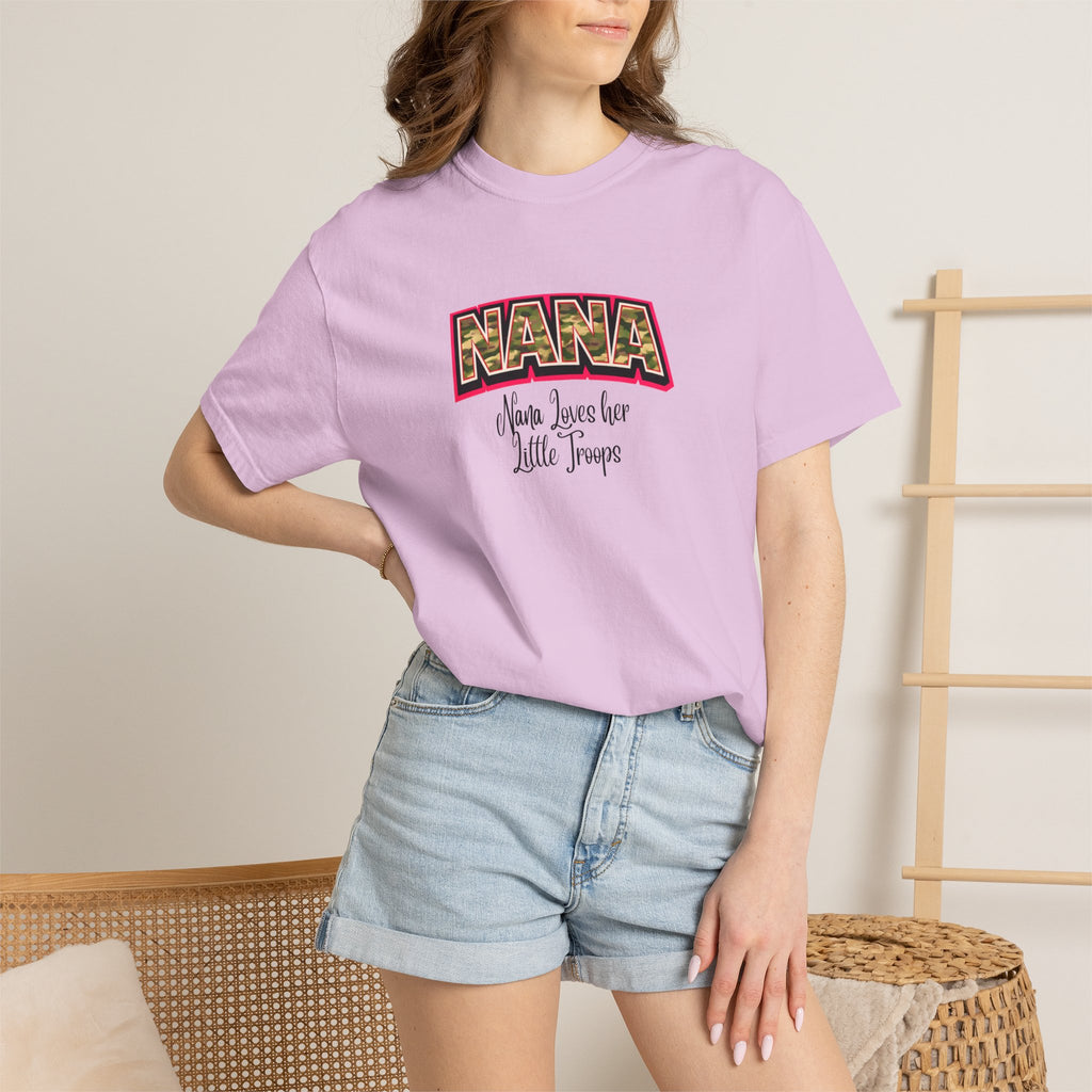 Nana Leopard Print T-Shirt — "Nana (who loves her little troops)" Grandma Gift