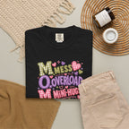 Mess, Overload, Mini-Hugs Hugs T-Shirt — Cute Hand-Lettered Mom Vibes Tee