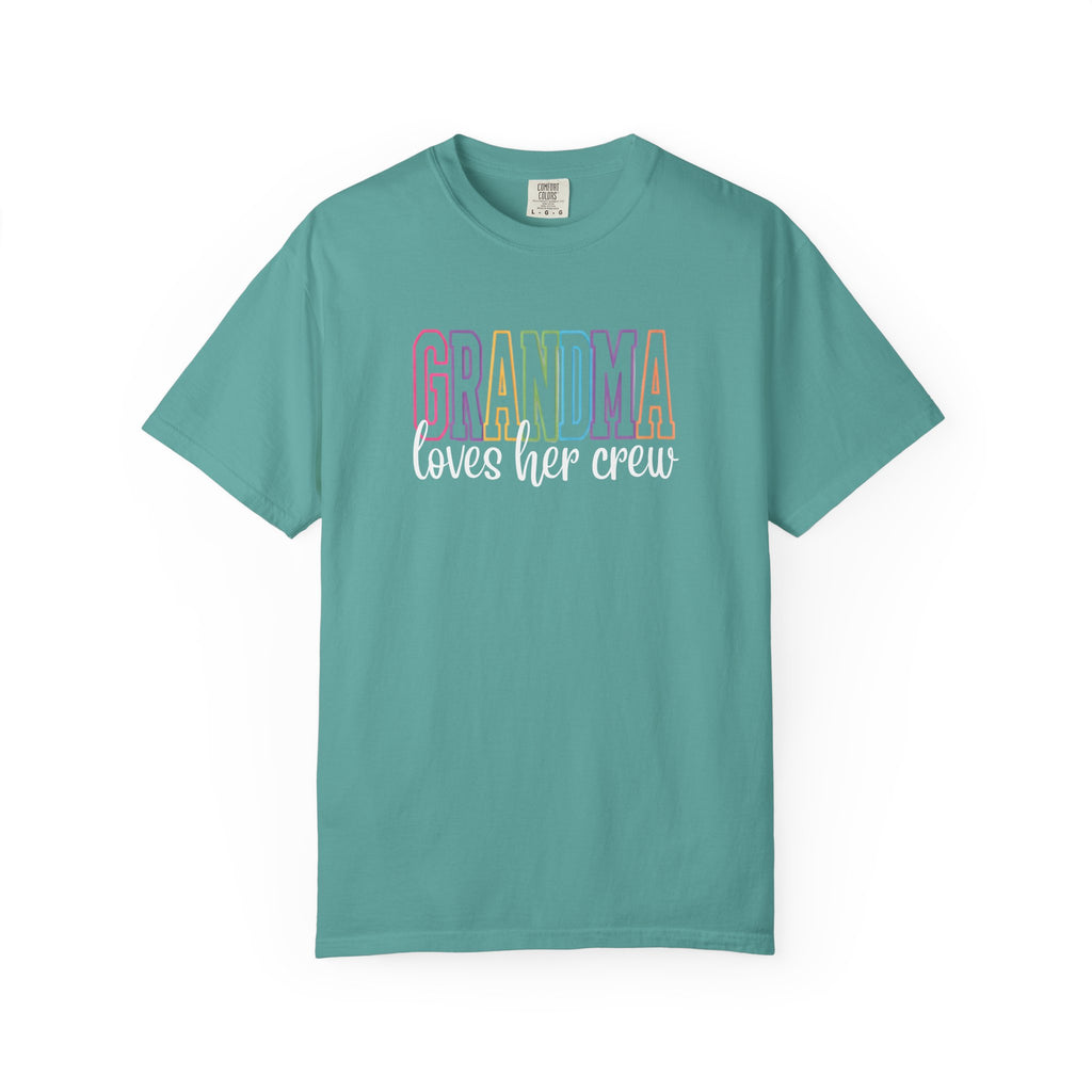 Grandma Loves Her Crew T-Shirt — Pastel Rainbow Grandma Gift