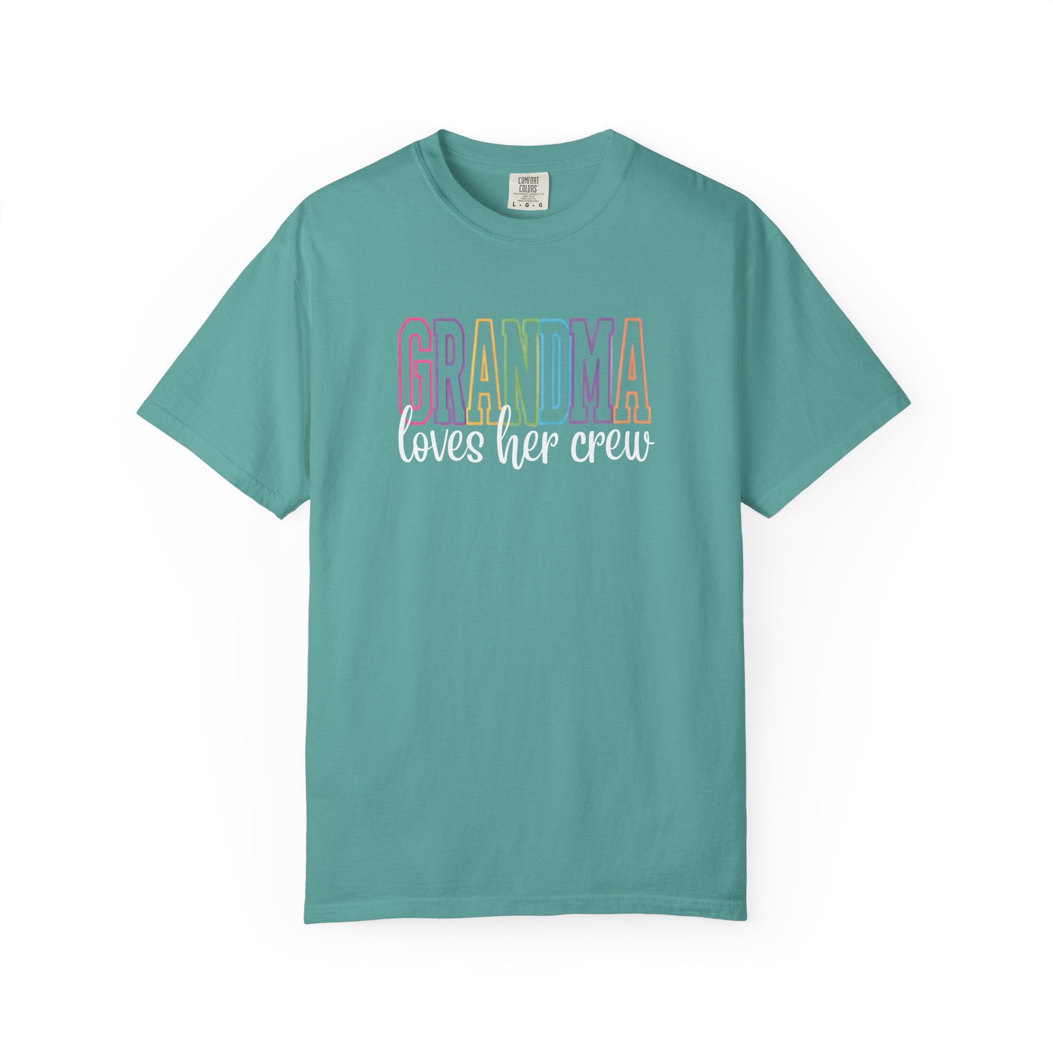 Grandma Loves Her Crew T-Shirt — Pastel Rainbow Grandma Gift