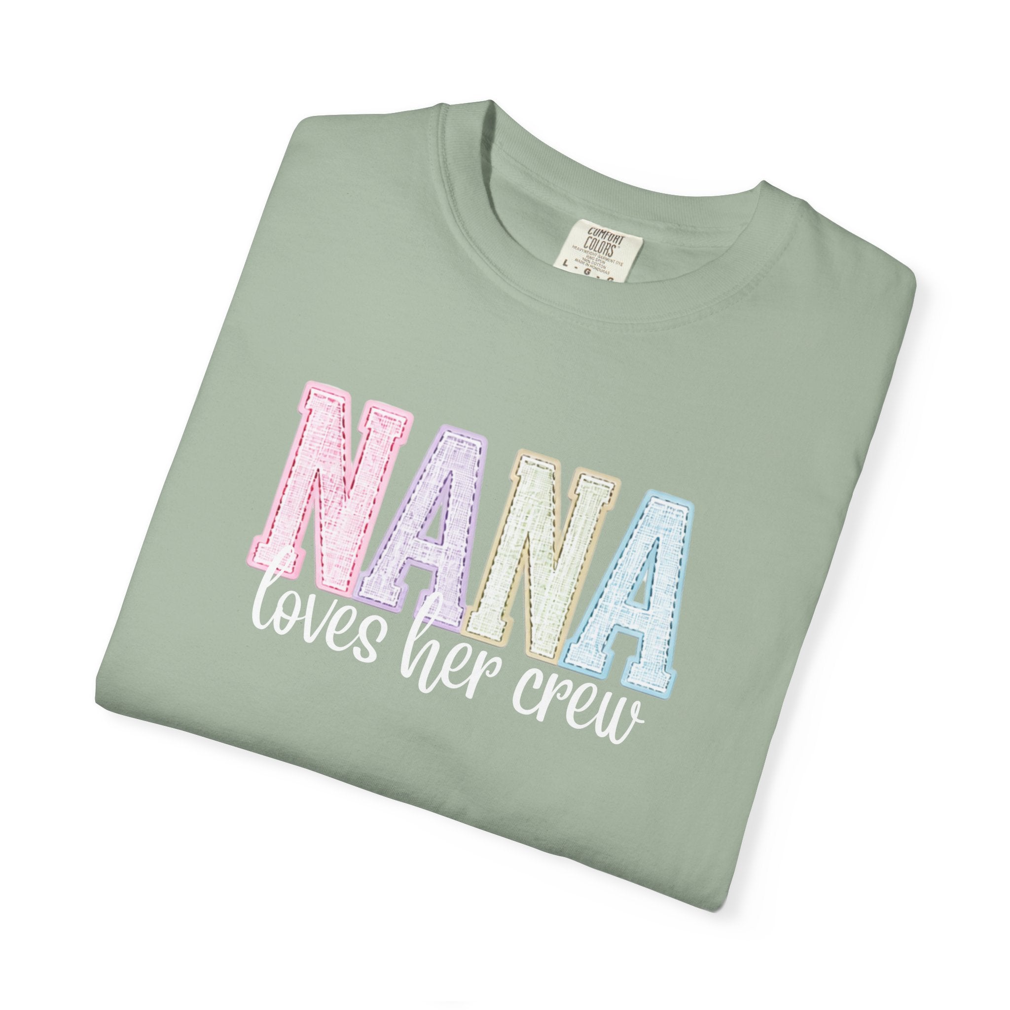 Nana Pastel Varsity T-Shirt — Soft Vintage Lettering Gift for Grandma (Mother's Day/Birthday)