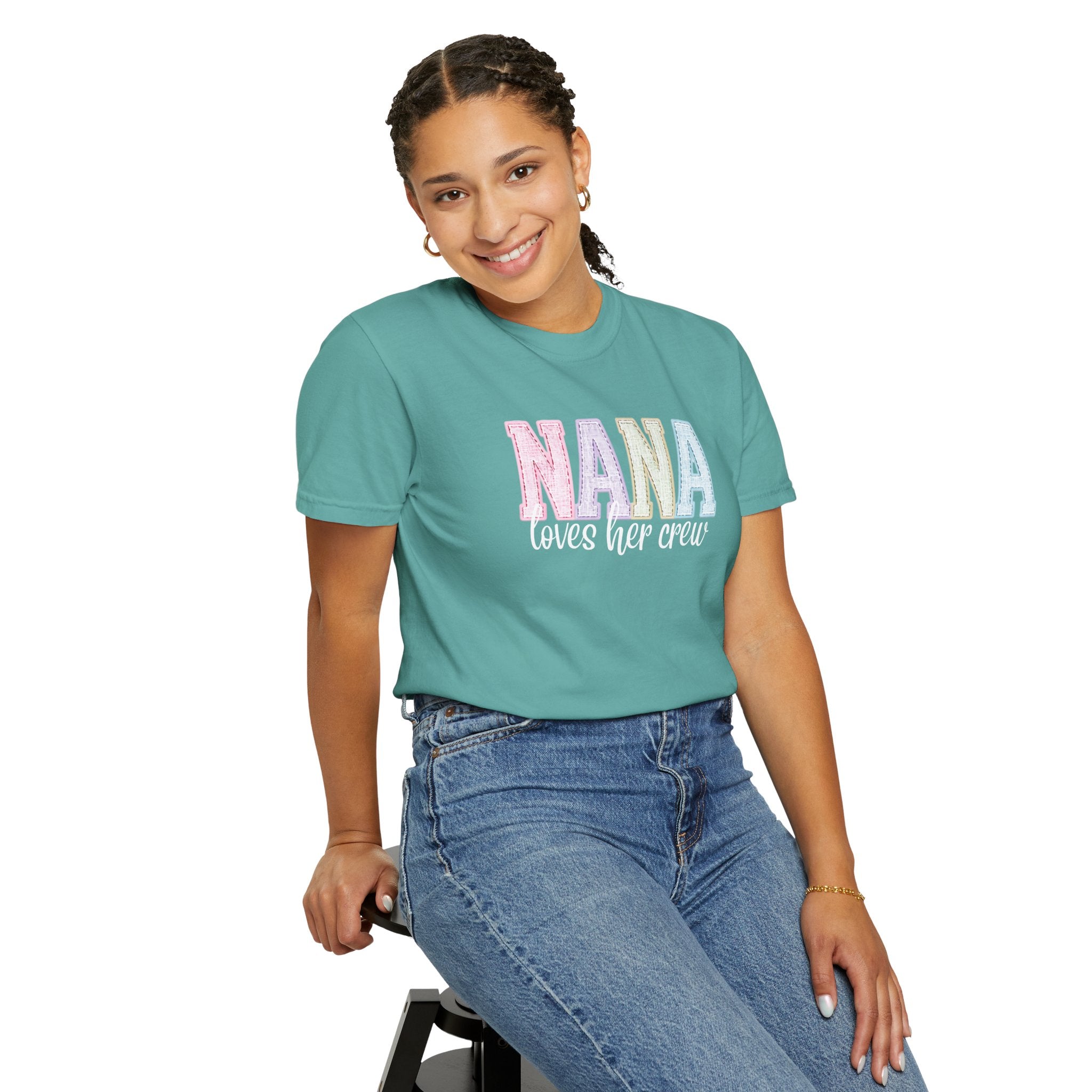 Nana Pastel Varsity T-Shirt — Soft Vintage Lettering Gift for Grandma (Mother's Day/Birthday)