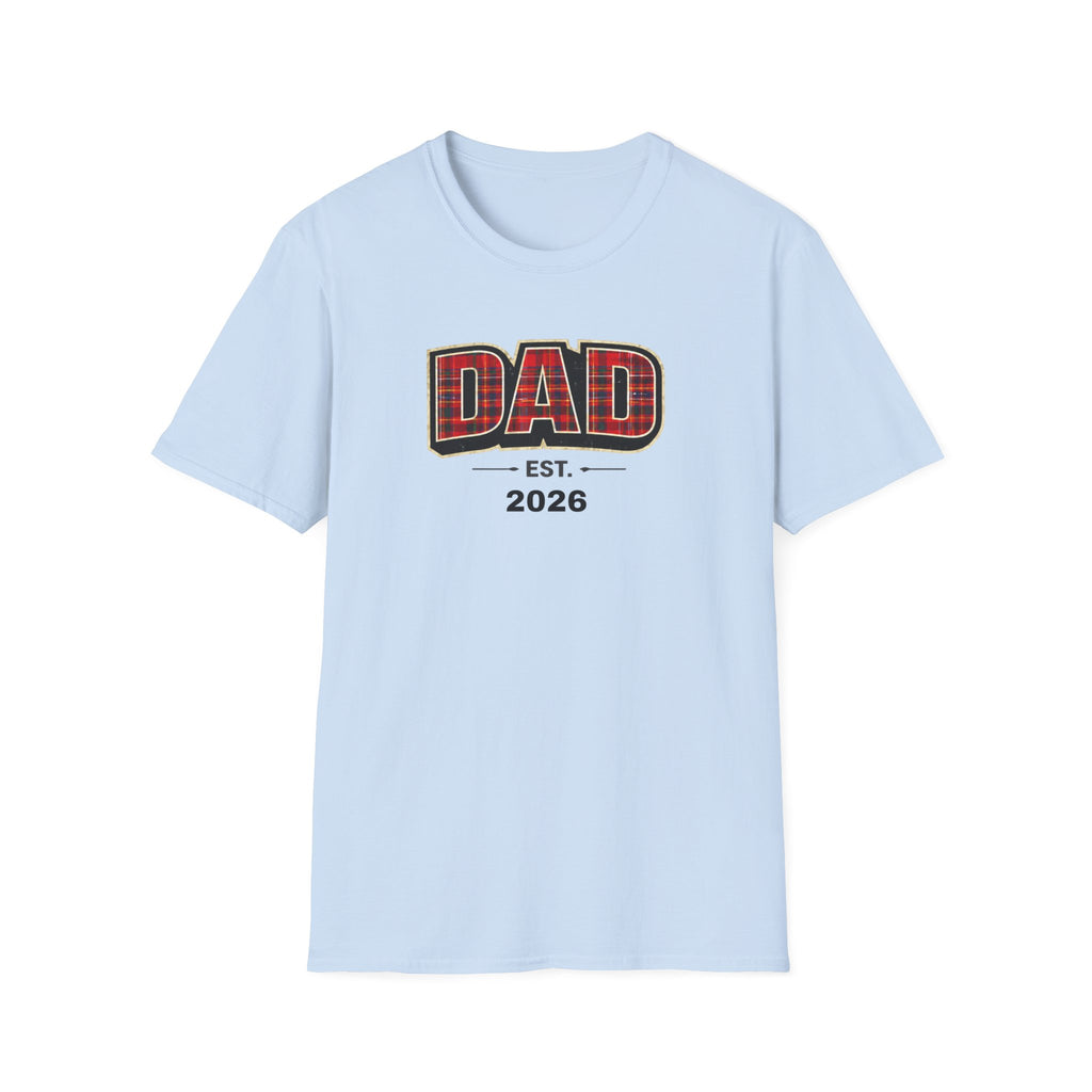 Dad Plaid Design T-Shirt — DAD Est. 2026 New Dad Gift